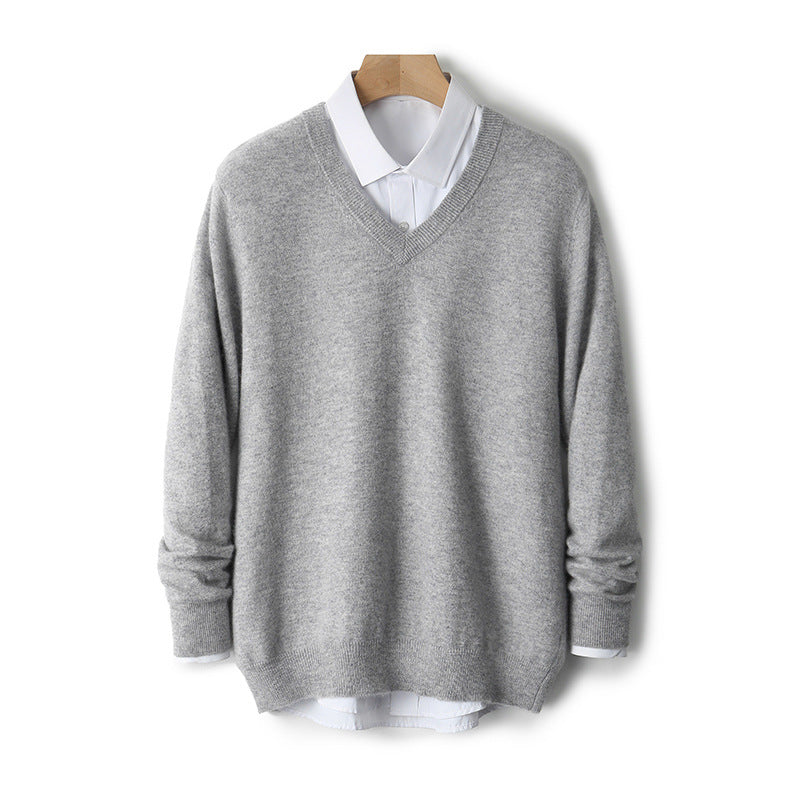 V-neck Cashmere Sweater Loose Fit Extra Thick
