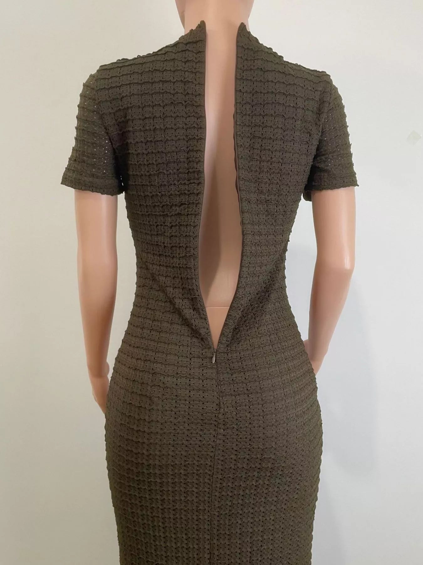 Textured Short Sleeve Midi Dress
