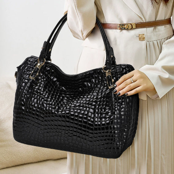 Crocodile Pattern Genuine Leather Tote Bag