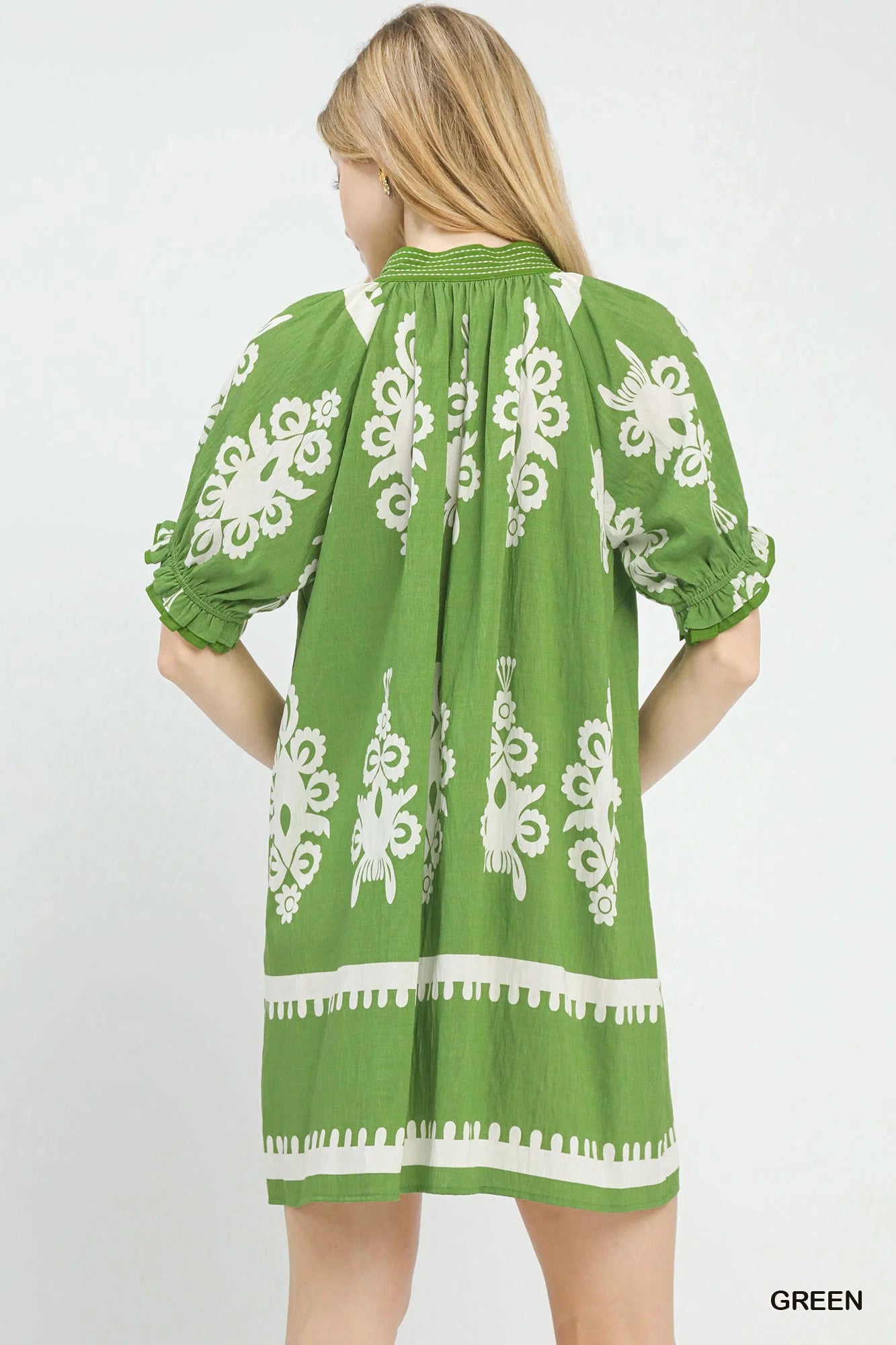 Umgee Two Tone Border Print Mini Dress