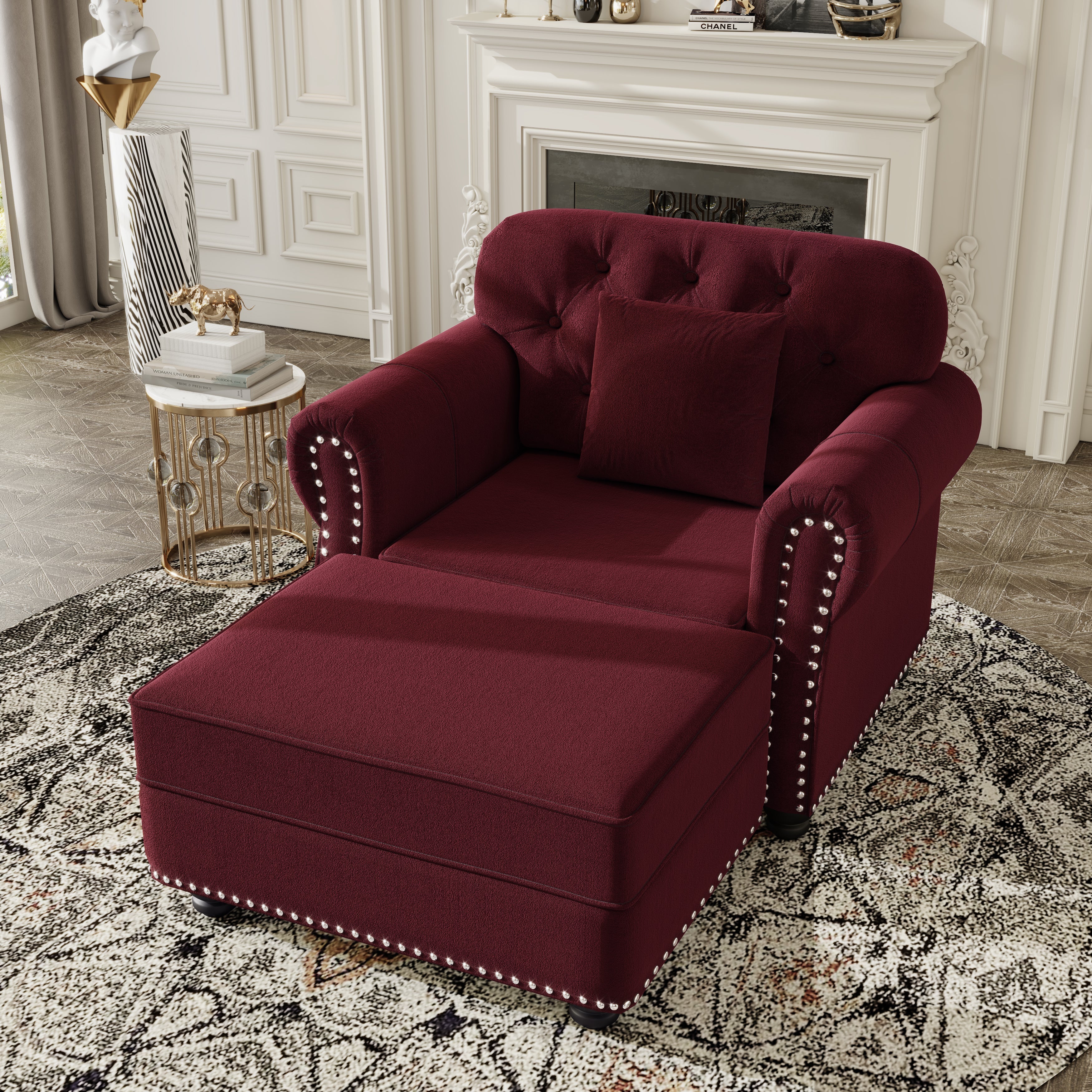 41.3" Upholstered Velvet Sofa with Nailhead Trim
