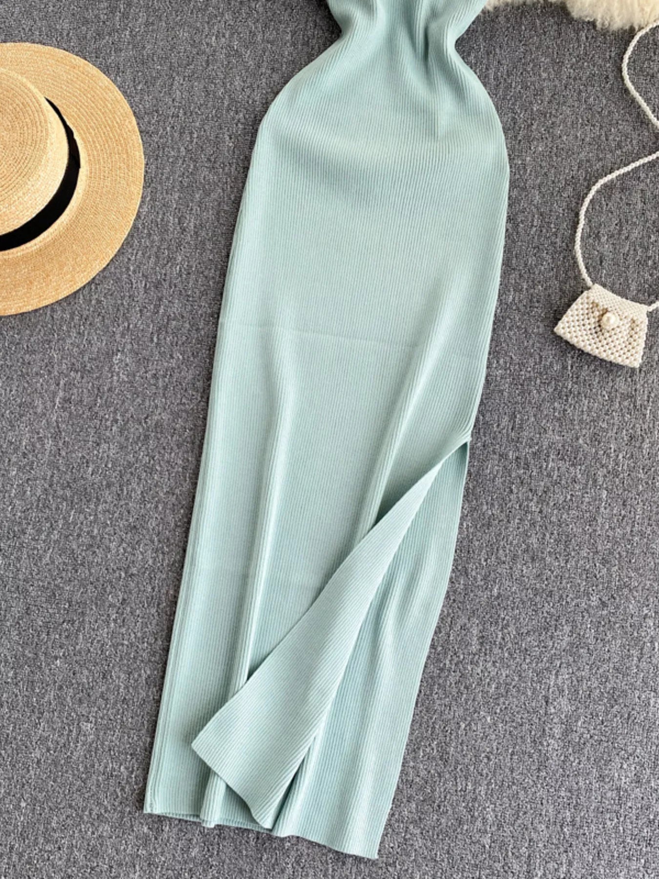 Knot Back Sleeveless Knit Bodycon Midi Dres