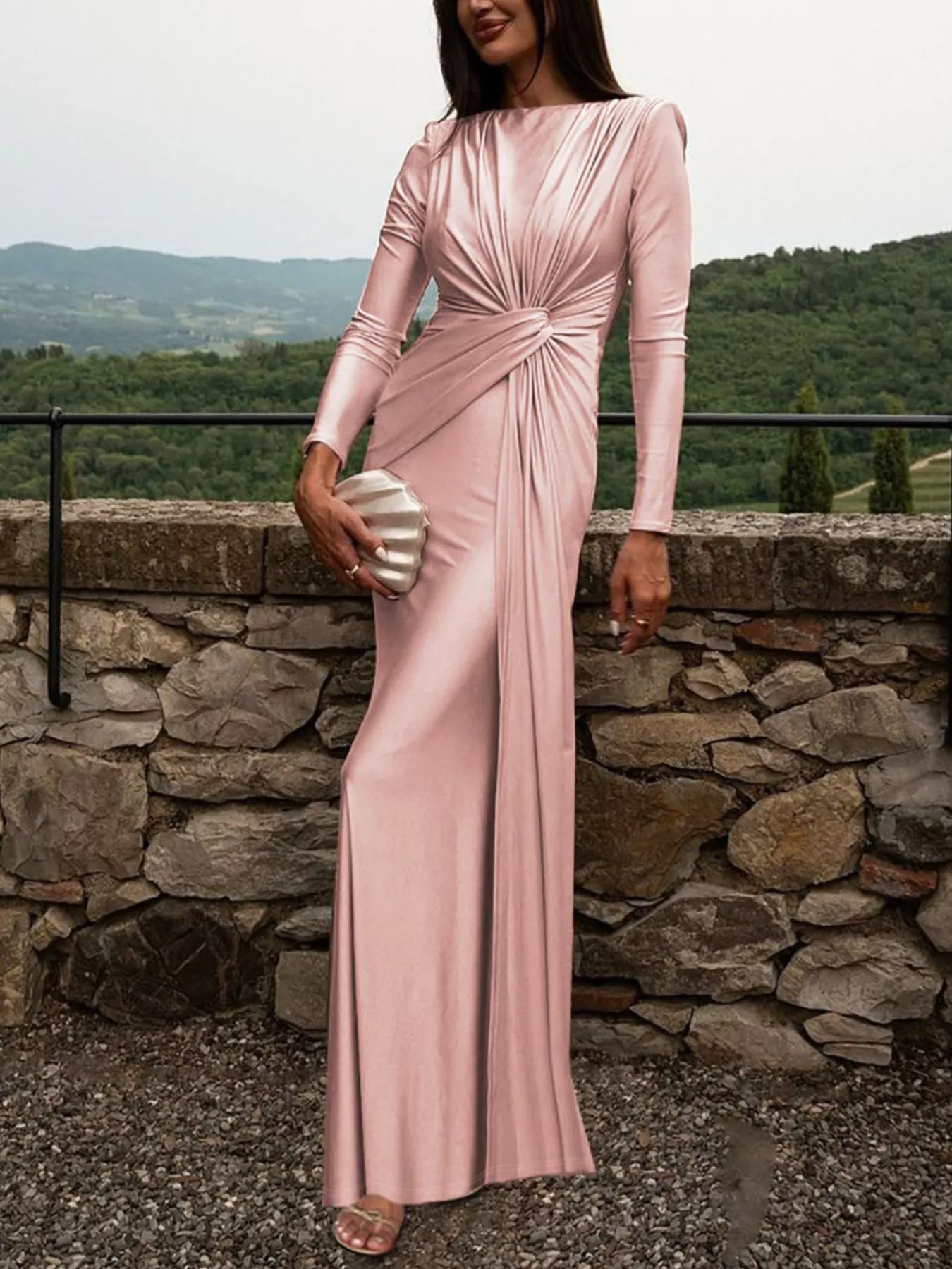 Twisted Long Sleeve Maxi Dress
