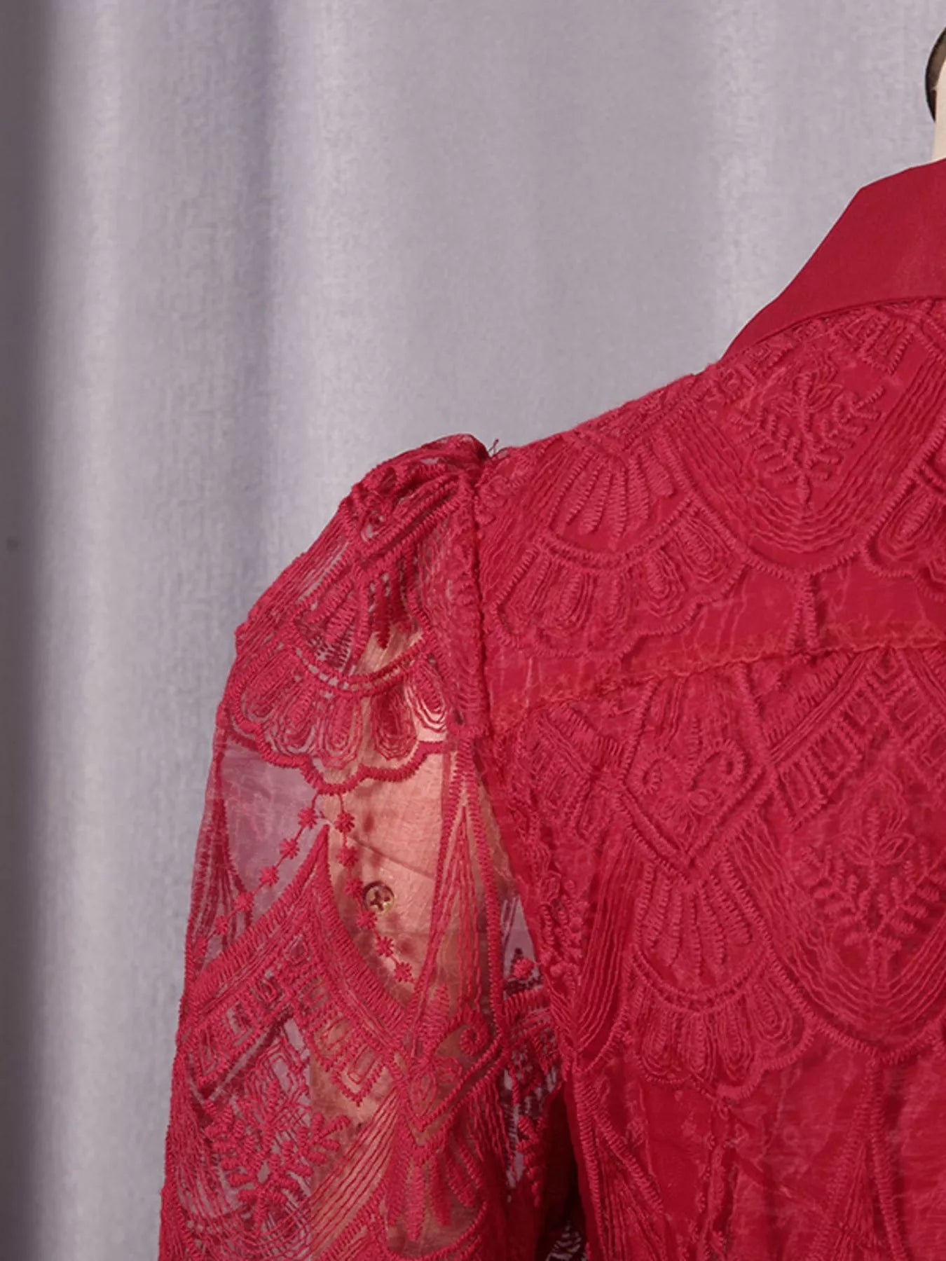 Lace Button Front Midi Dress