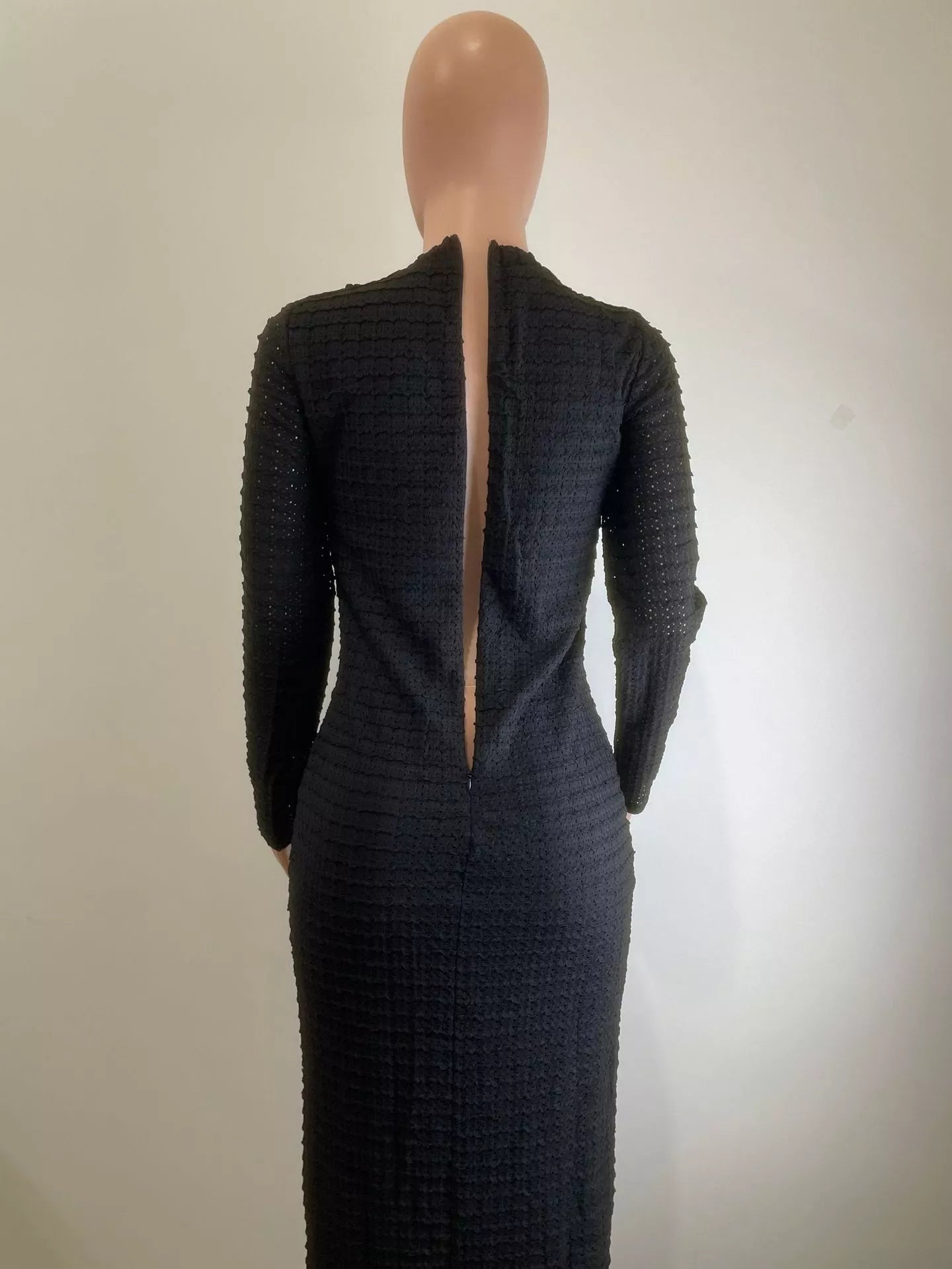 Textured Decor Button Midi Dress