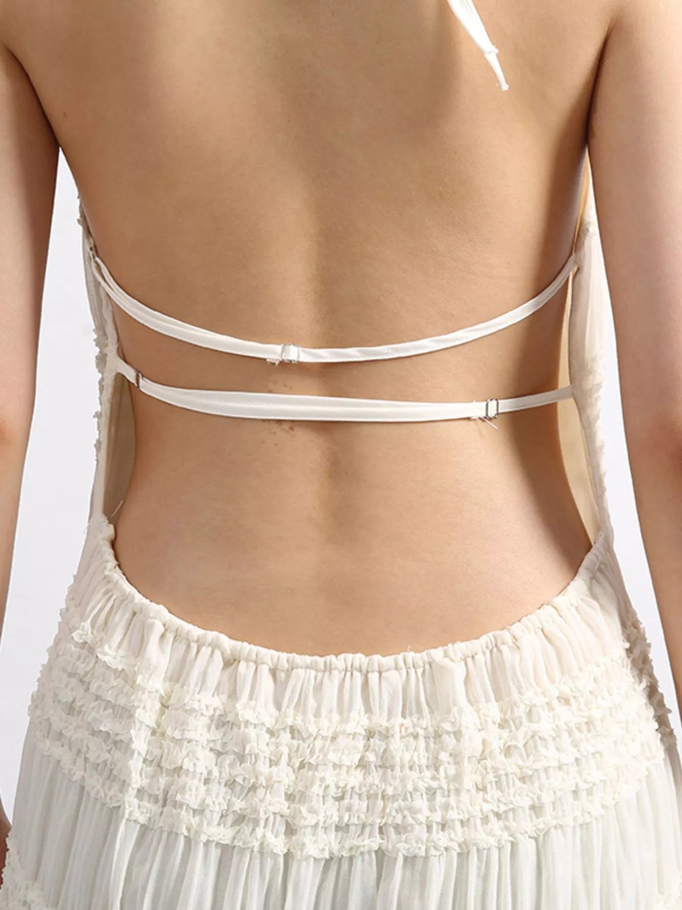 Backless Halter Neck Ruched Maxi Dress