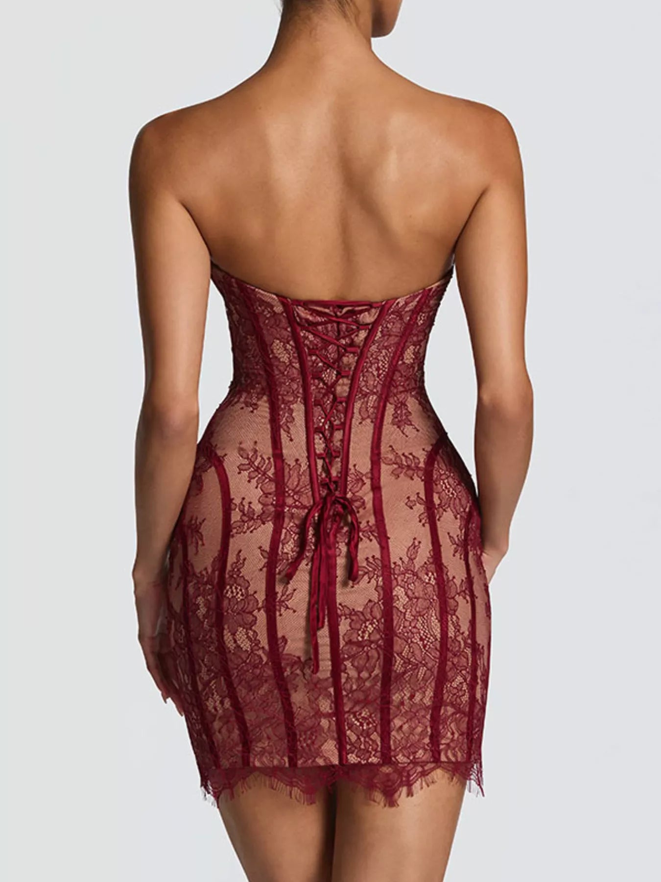 Lace Detail Tube Mini Dress