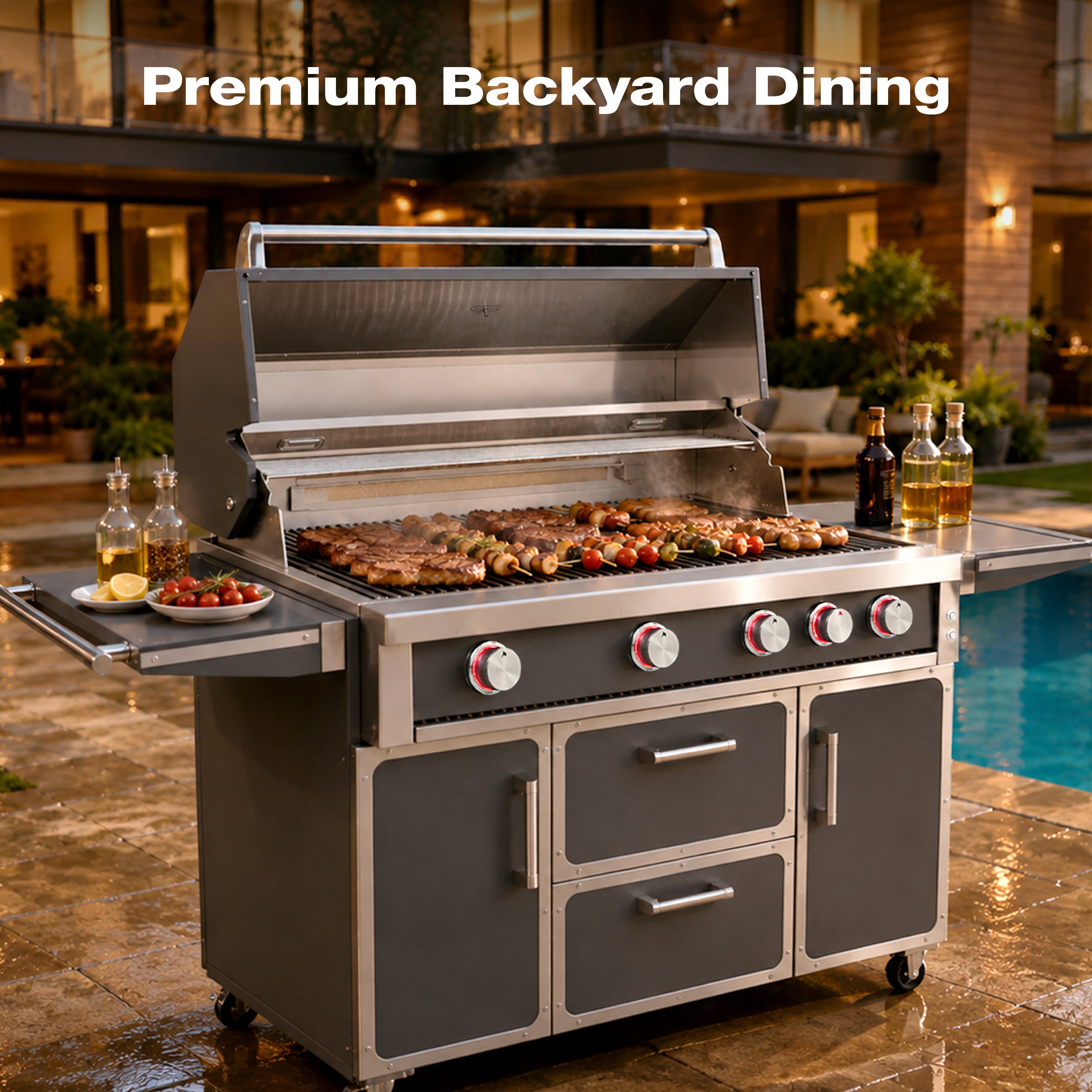 Grey Painting LPG 49'' Stainless Steel Standard Grill