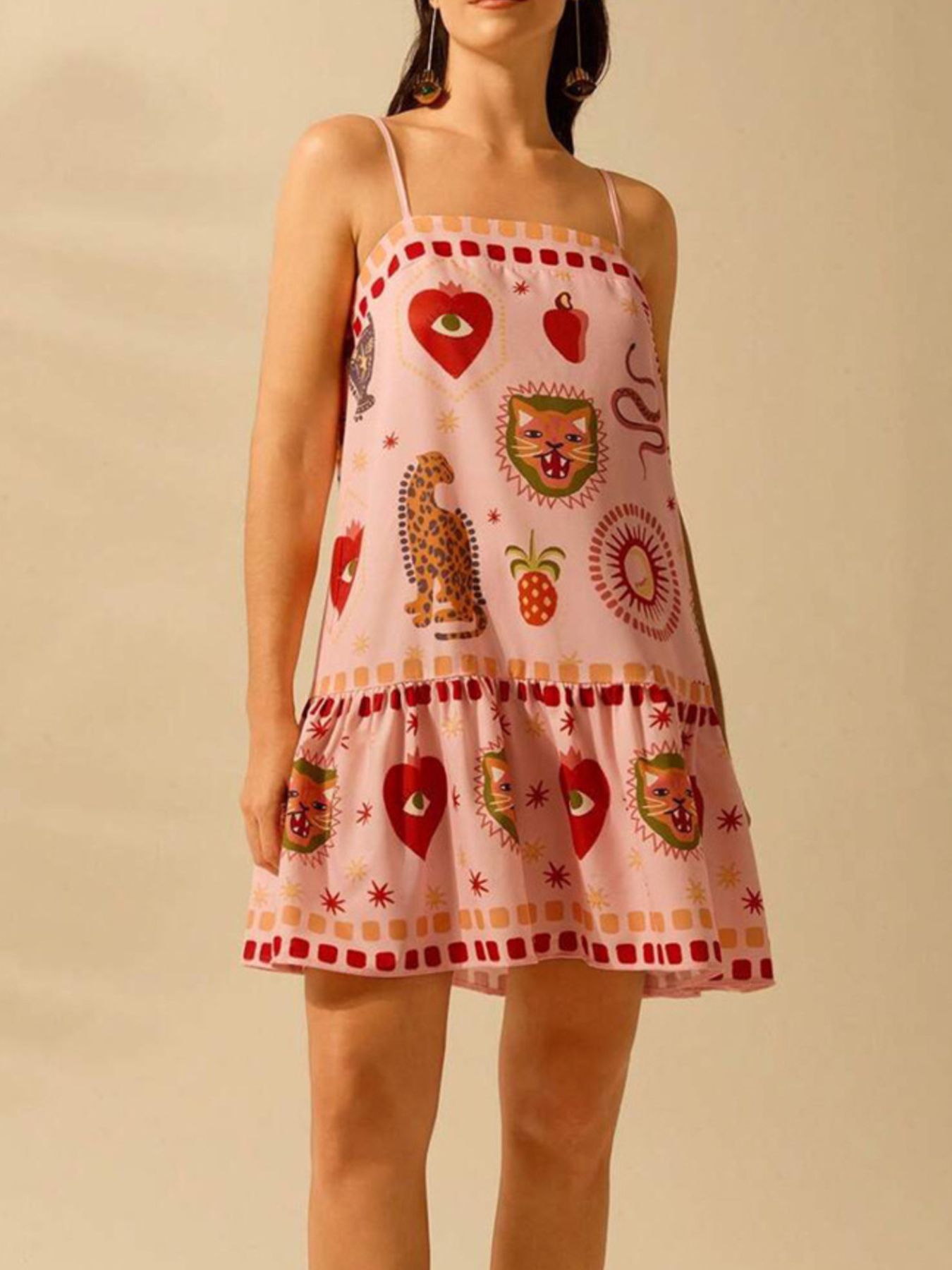 Printed Ruffle Hem Mini Dress
