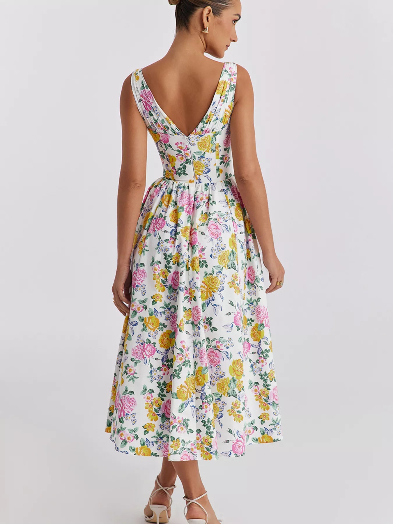 V-Neck Sleeveless Midi Dress