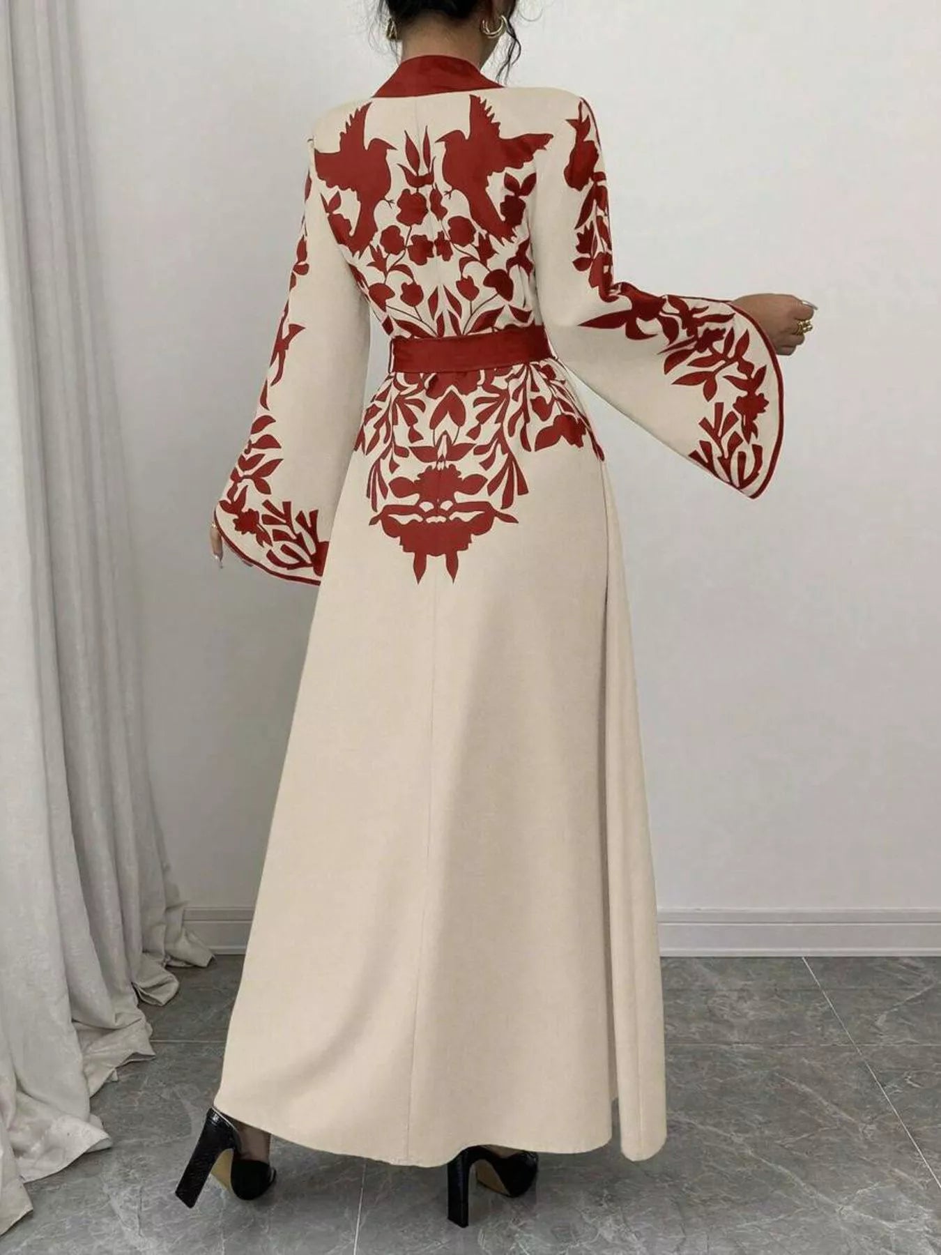 Printed Tie Waist Maxi Dress