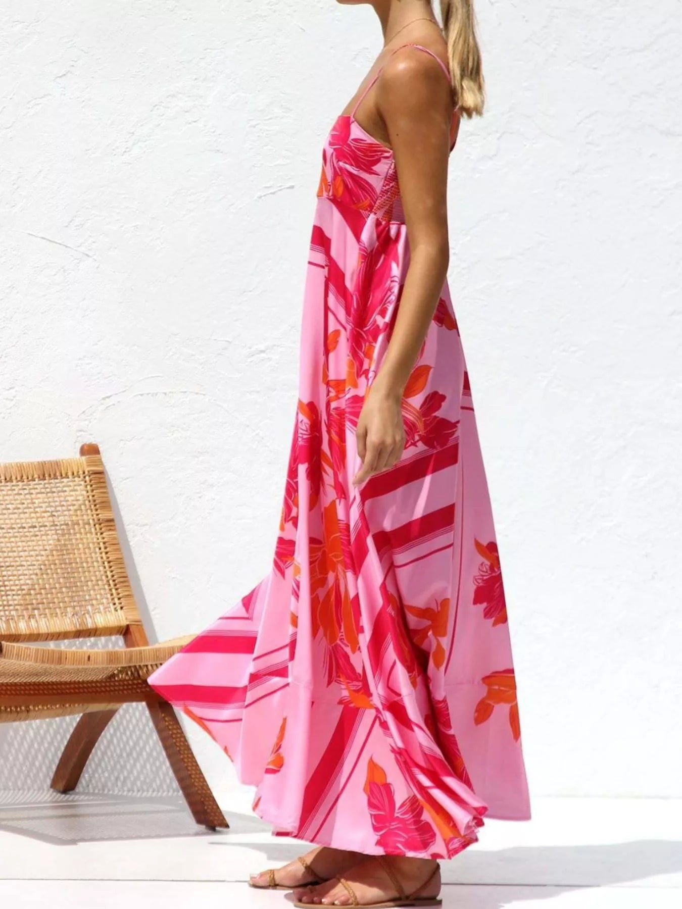Printed Spaghetti Strap Maxi Dress