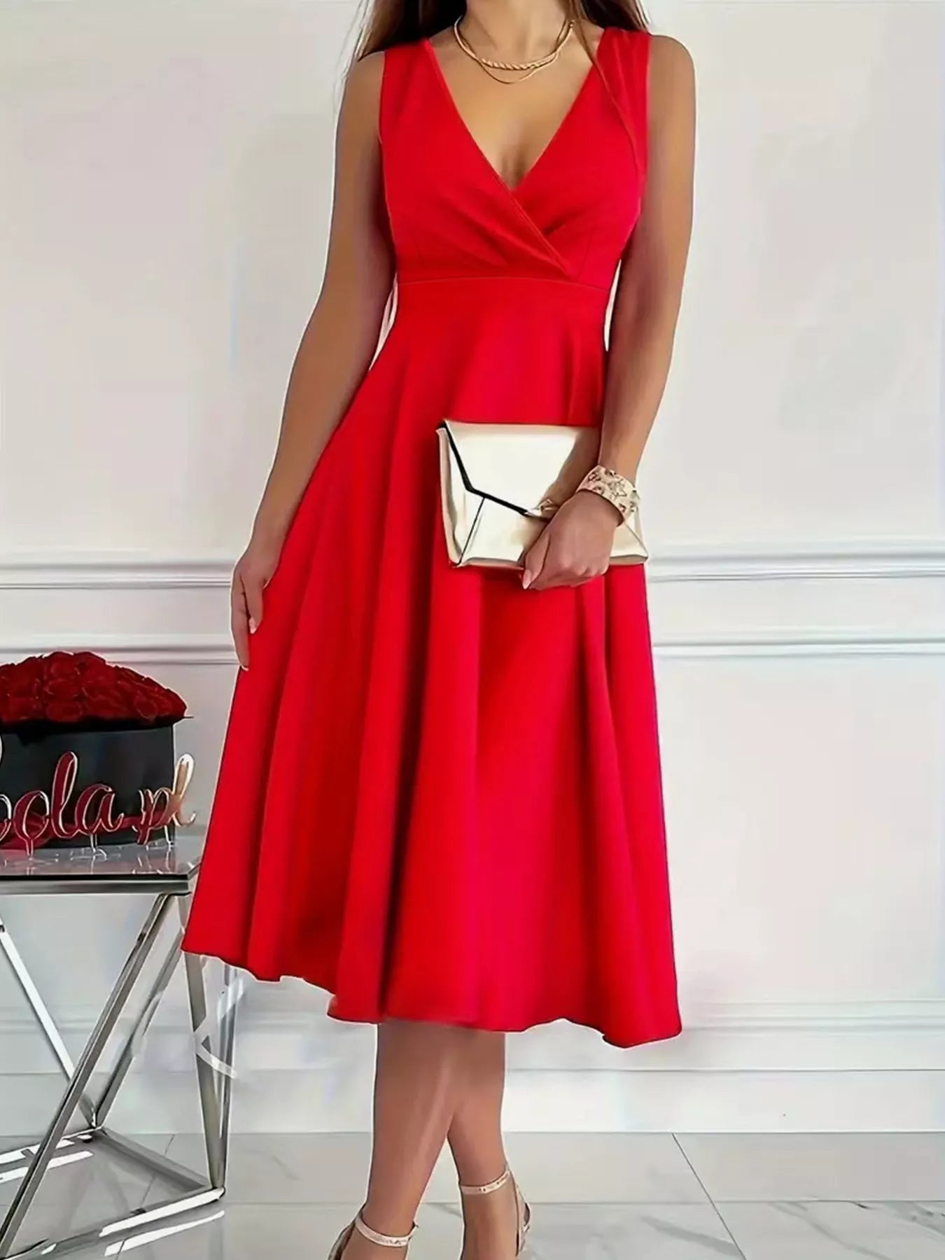Sleeveless A-Line Midi Dress