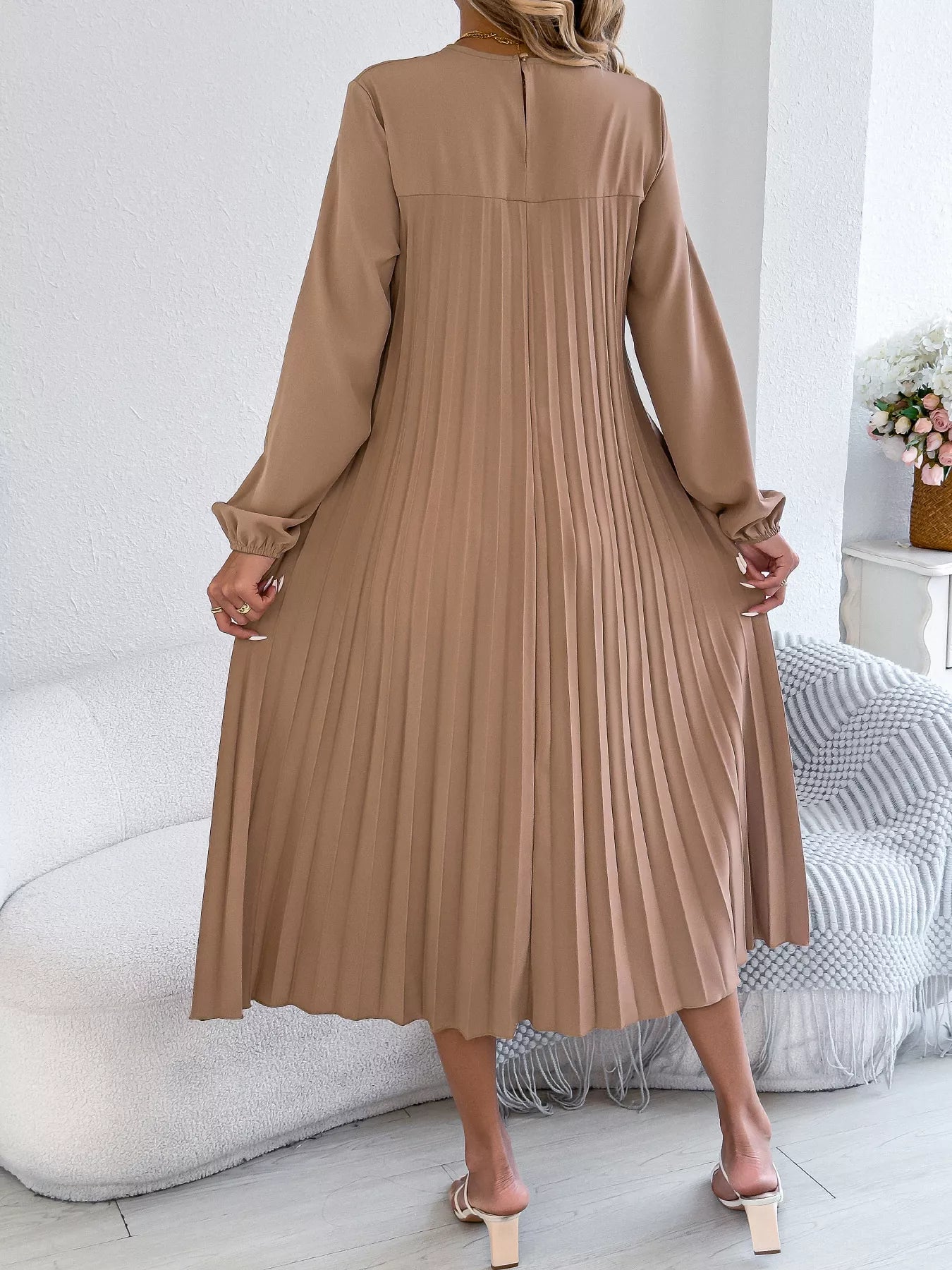 Pleated A-Line Midi Dress