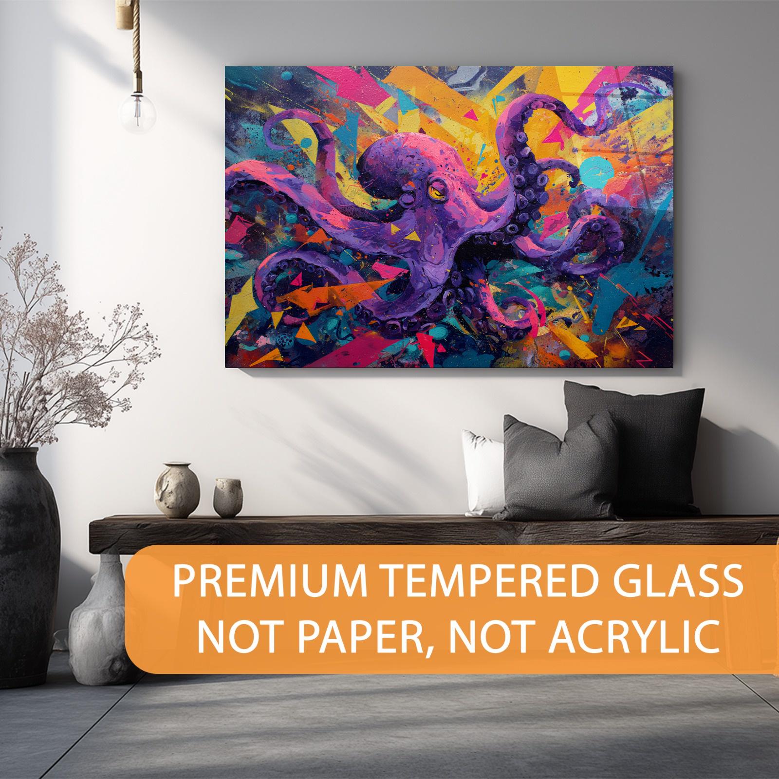 Abstract Octopus Art | Tempered Glass Wall Decor