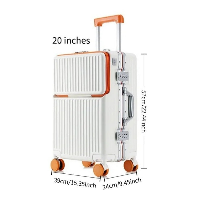 Frame Luggage, Front Open Lid Luggage, 20 Inch 24 Inch Large Capacity, TSA Lock, Universal Wheel Aluminum Frame Luggage, Sturdy And Durable Bag Set