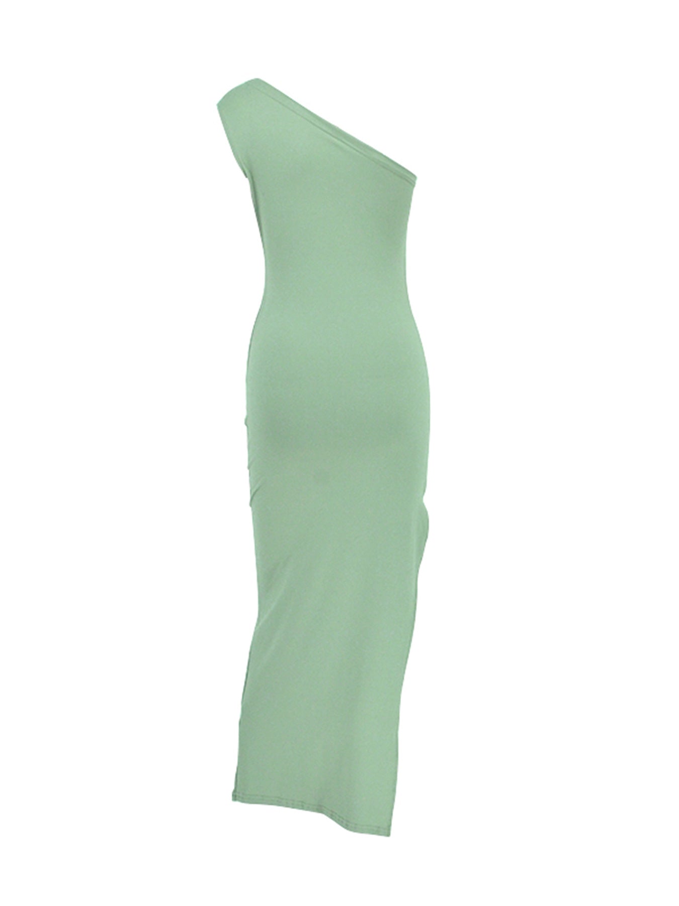 One-Shoulder Ruched Bodycon Slit Dress