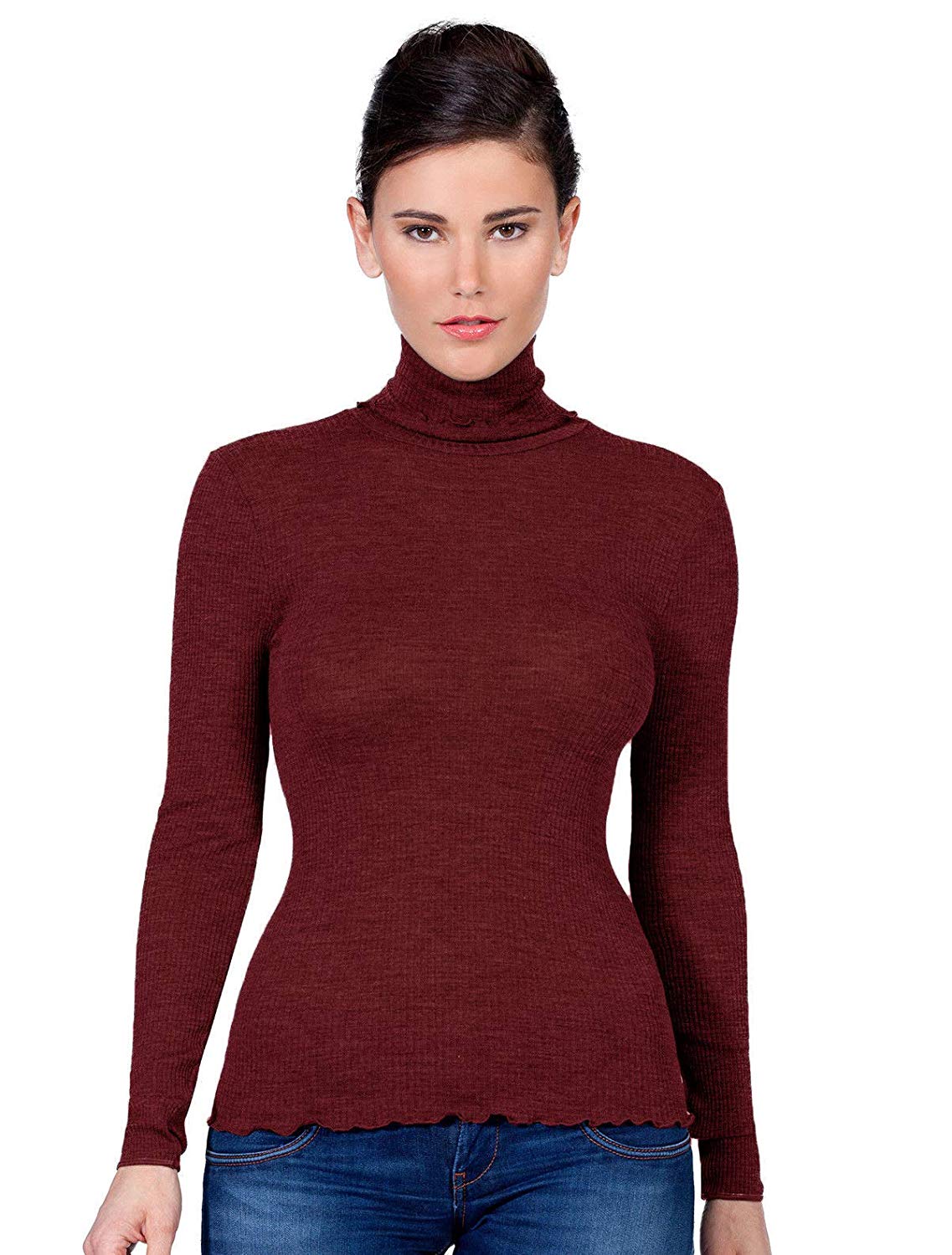 EGi Luxury Wool Silk Turtleneck Long Sleeve Top. Proudly Made in Italy (1494) - Overture Gifts