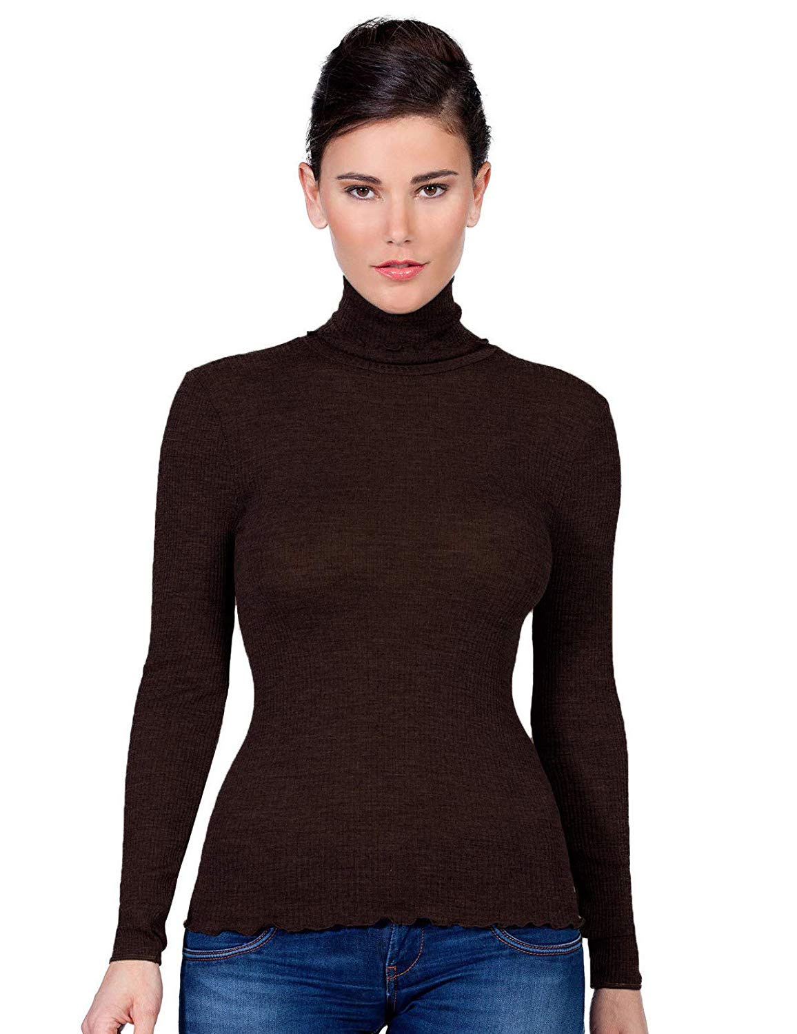 EGi Luxury Wool Silk Turtleneck Long Sleeve Top. Proudly Made in Italy (1494) - Overture Gifts