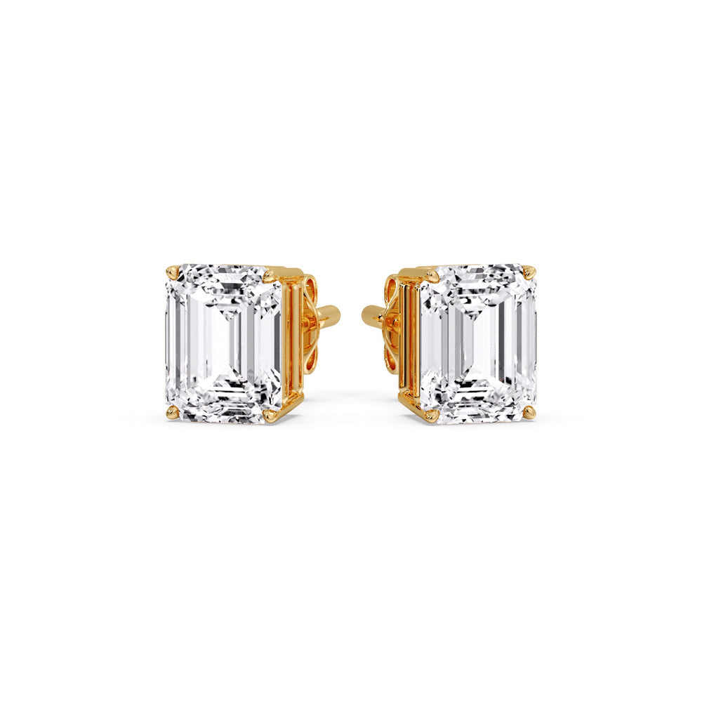 IGI Certified Emerald Cut Diamond Solitaire Stud Earrings