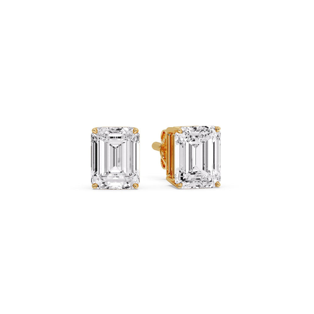 IGI Certified Emerald Cut Diamond Solitaire Stud Earrings