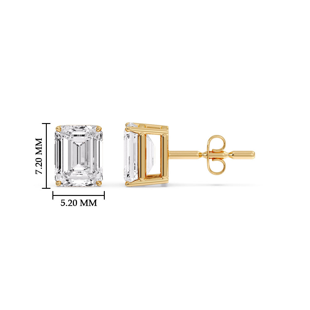 IGI Certified Emerald Cut Diamond Solitaire Stud Earrings