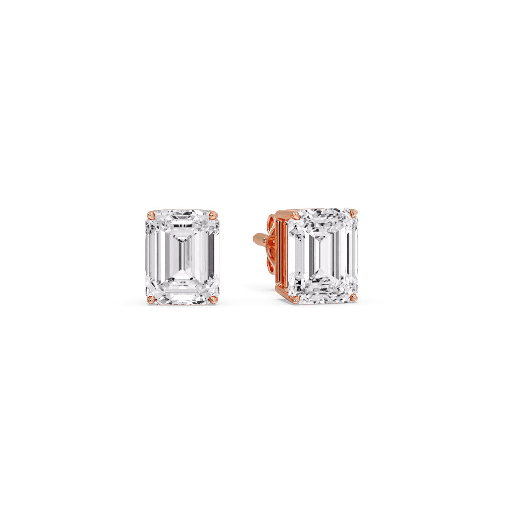 IGI Certified Emerald Cut Diamond Solitaire Stud Earrings