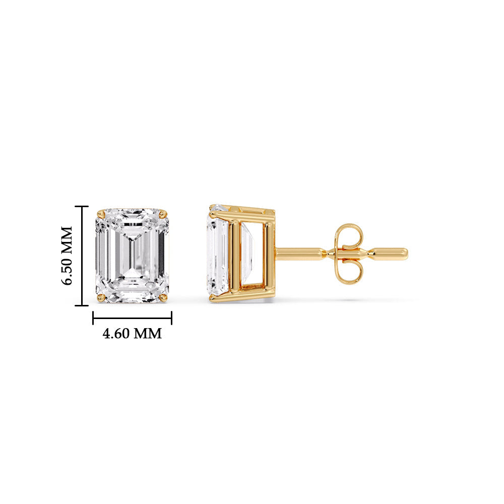 IGI Certified Emerald Cut Diamond Solitaire Stud Earrings