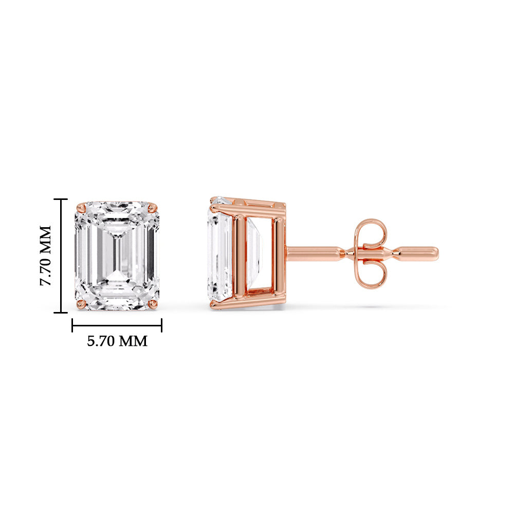 IGI Certified Emerald Cut Diamond Solitaire Stud Earrings