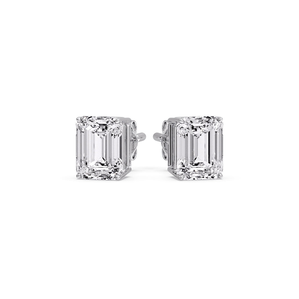 IGI Certified Emerald Cut Diamond Solitaire Stud Earrings