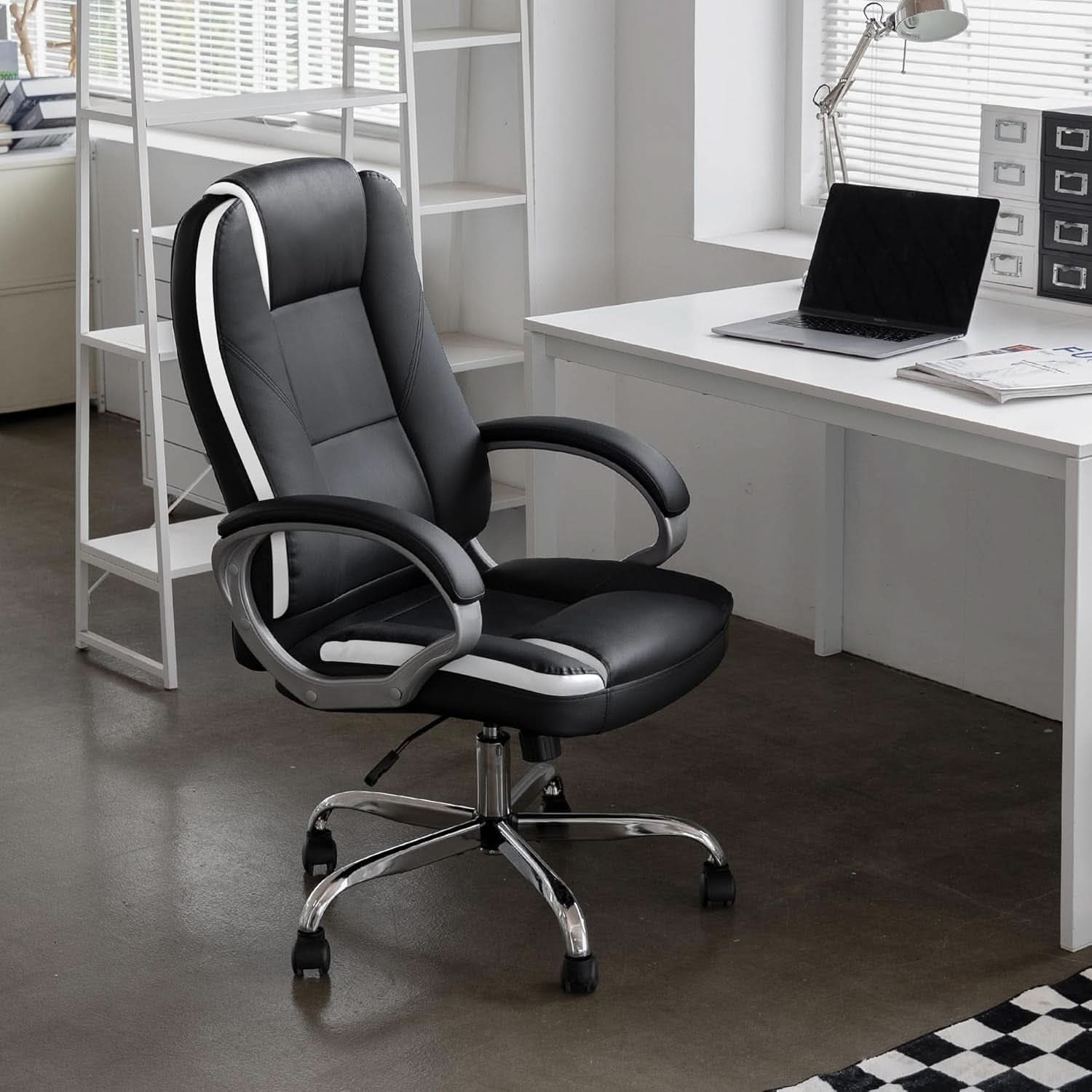 Ergonomic Black Leather Office Chair With Lumbar Support - Overture Gifts