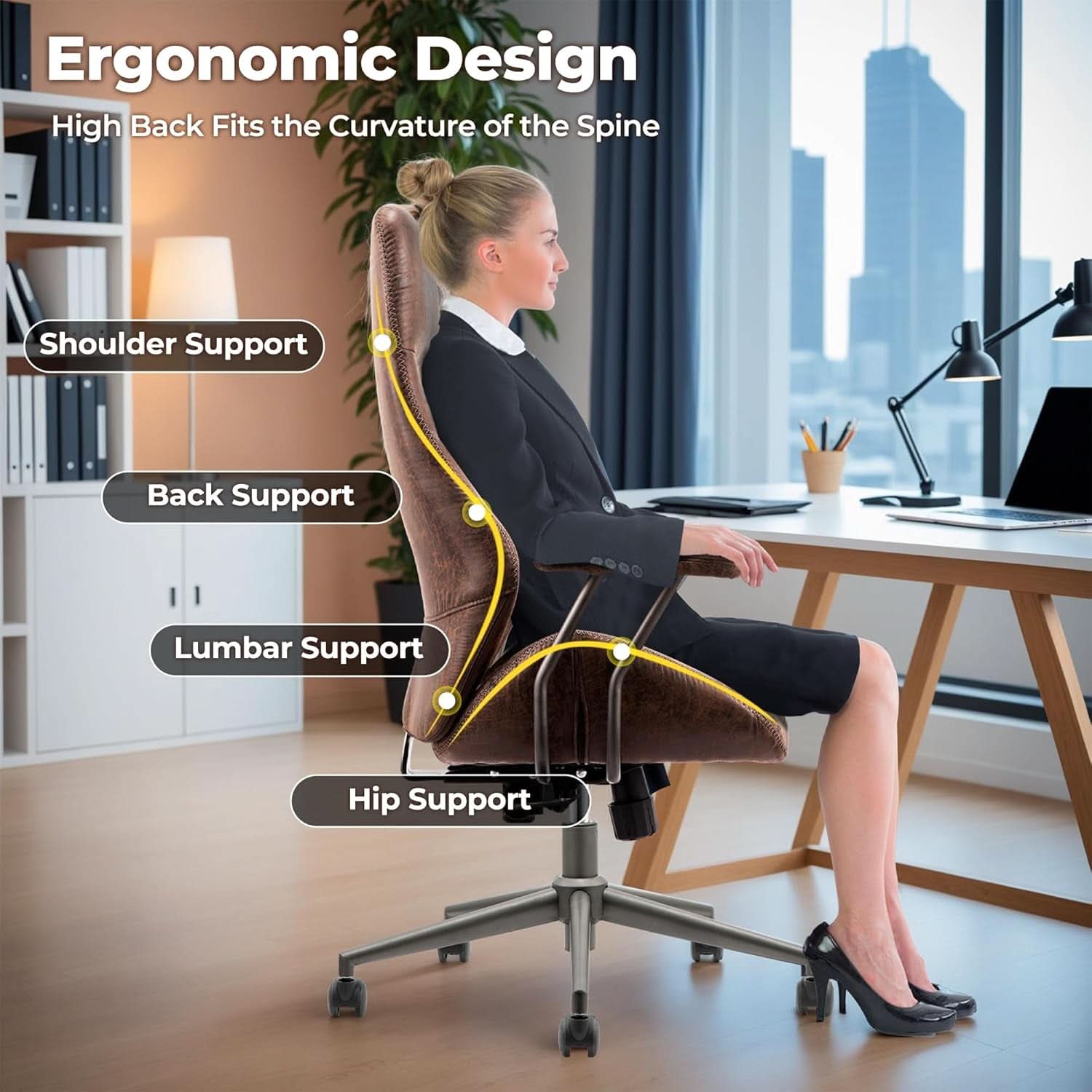Ergonomic Office Chair High Back Dark Coffee Executive - Overture Gifts