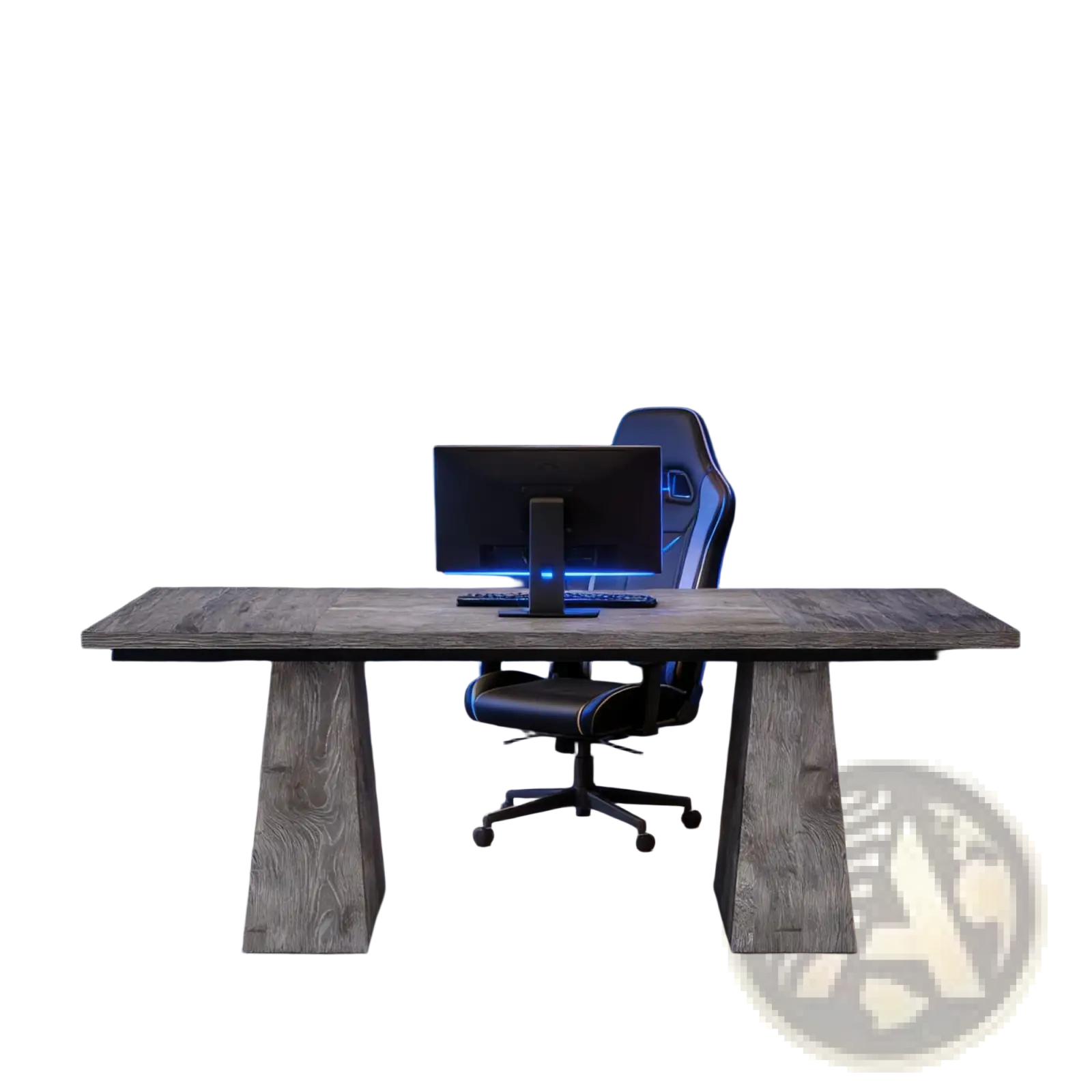 Executive Desk 63 Inch Gray Wood Computer Workstation