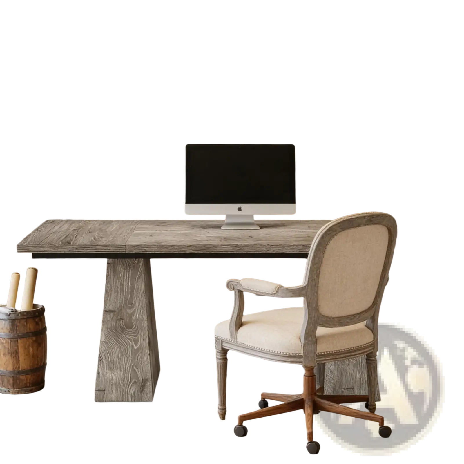 Executive Desk 63 Inch Gray Wood Computer Workstation