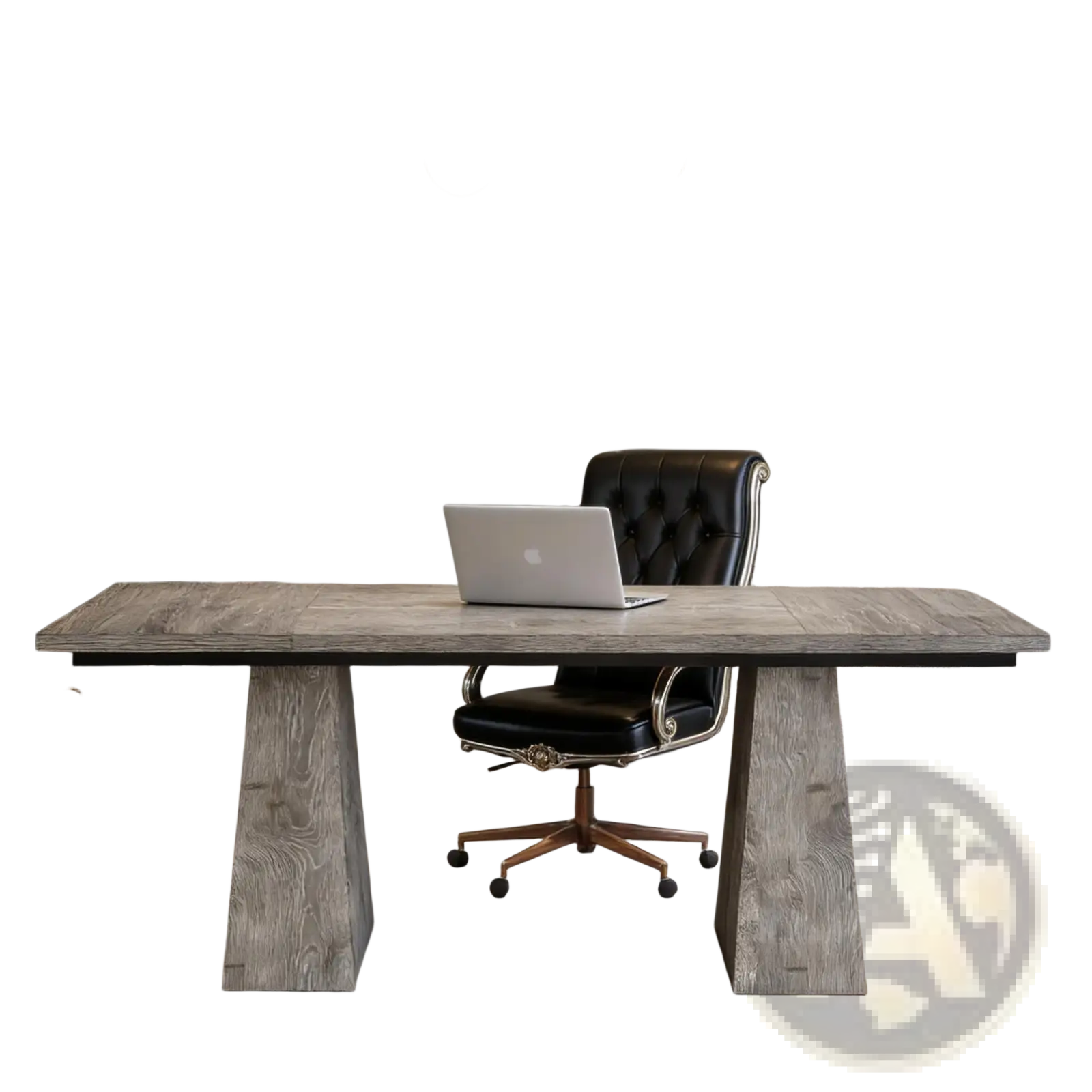 Executive Desk 63 Inch Gray Wood Computer Workstation