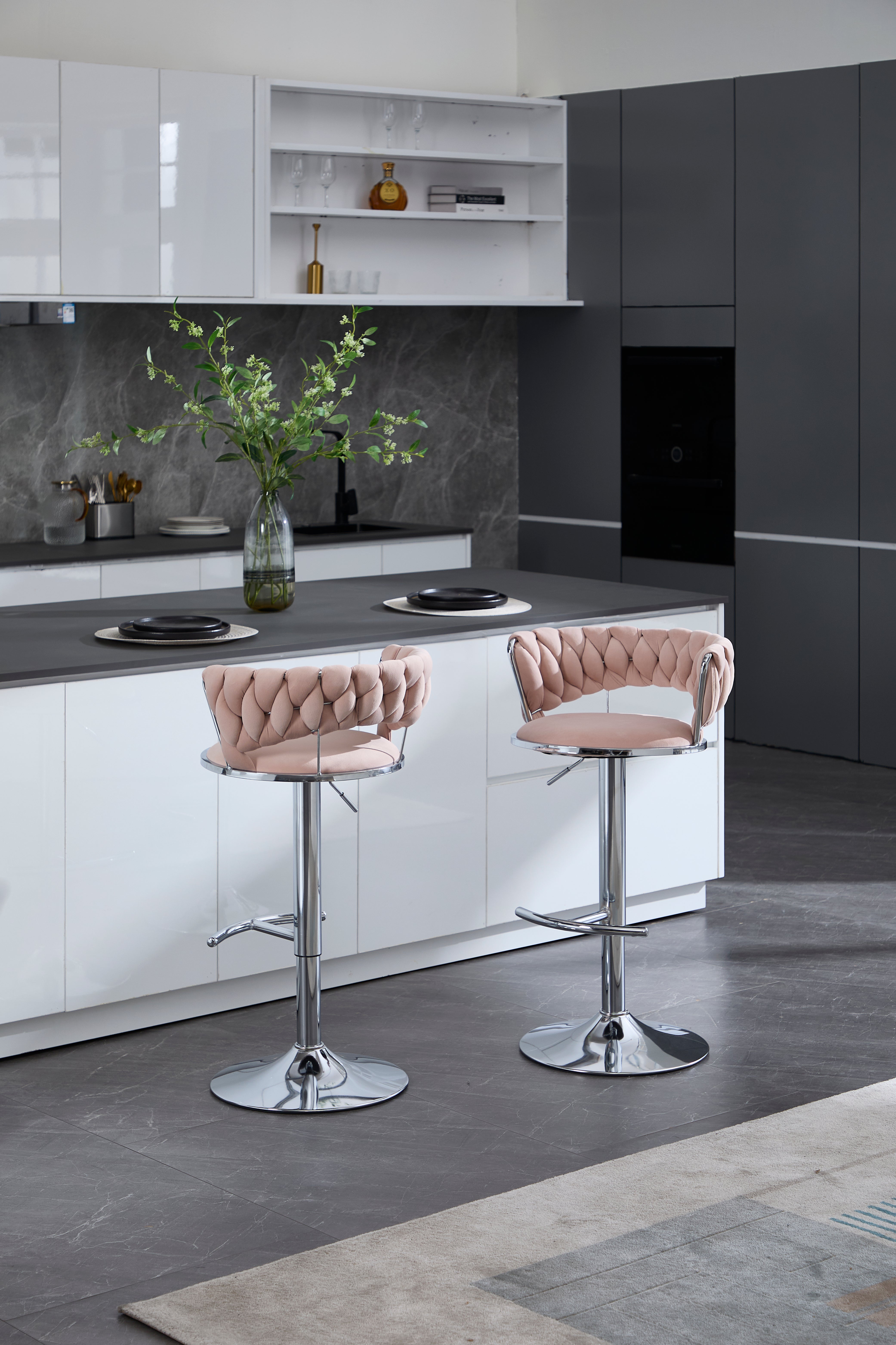 Set of 2 Bar Stools, with Strong Foam Seats