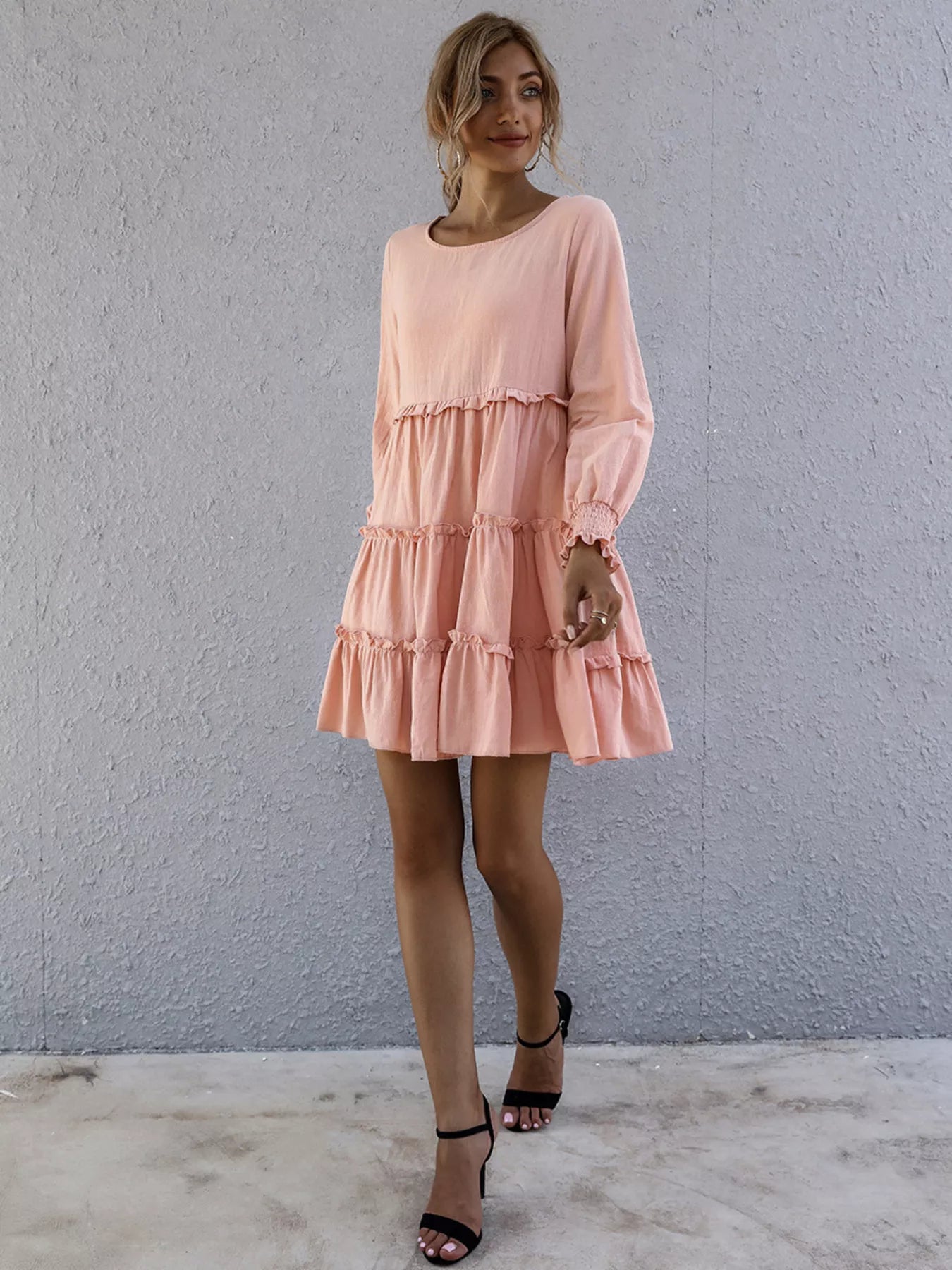 Ruffle Tiered Long Sleeve Mini Dress
