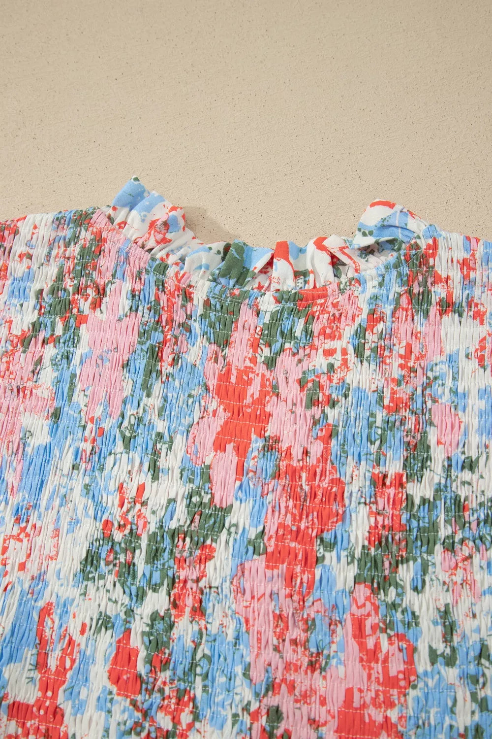 Floral Print V Neck Contrast Trim Flutter Sleeve Long Dress