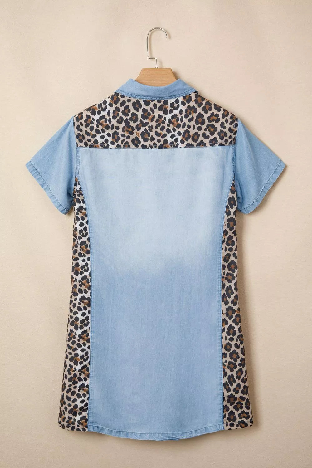 Leopard Print Panel Short Sleeve Dress
