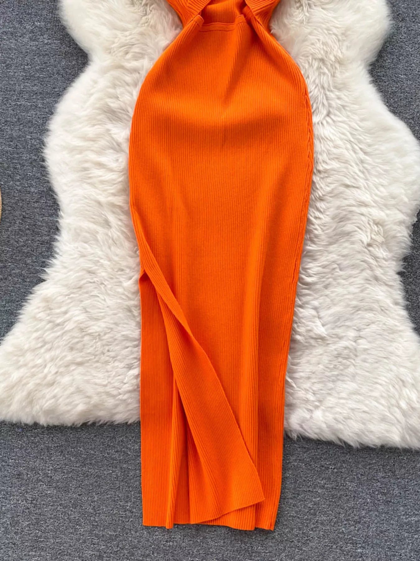 Knot Back Sleeveless Knit Bodycon Midi Dres