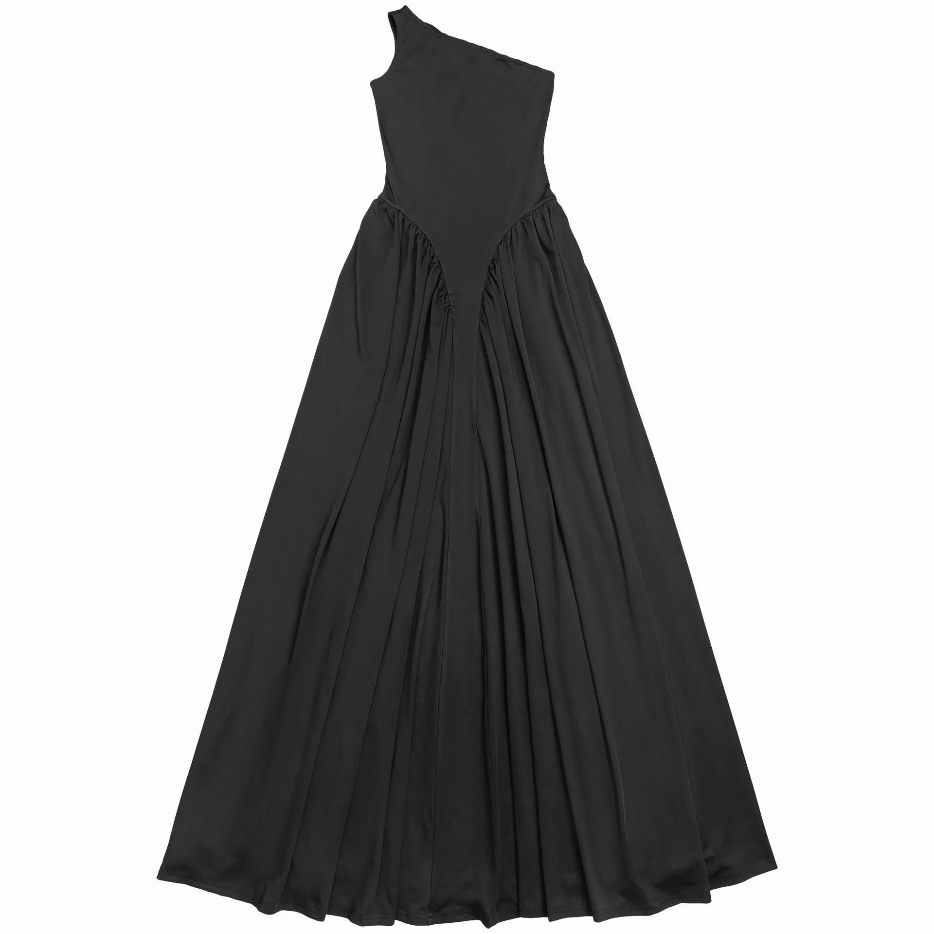 Ruched One-Shoulder Maxi Dress