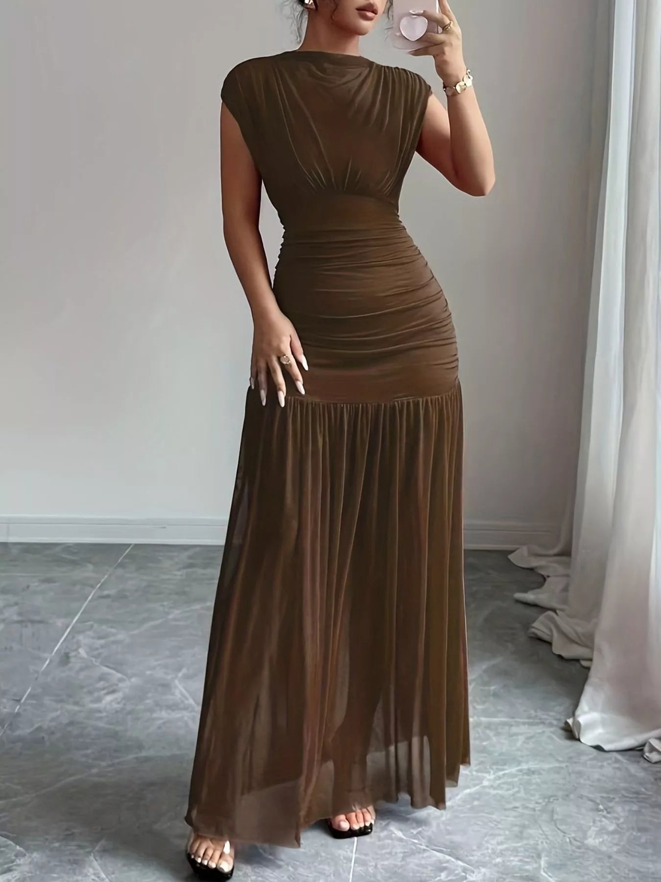 Ruched Bodycon Maxi Dress