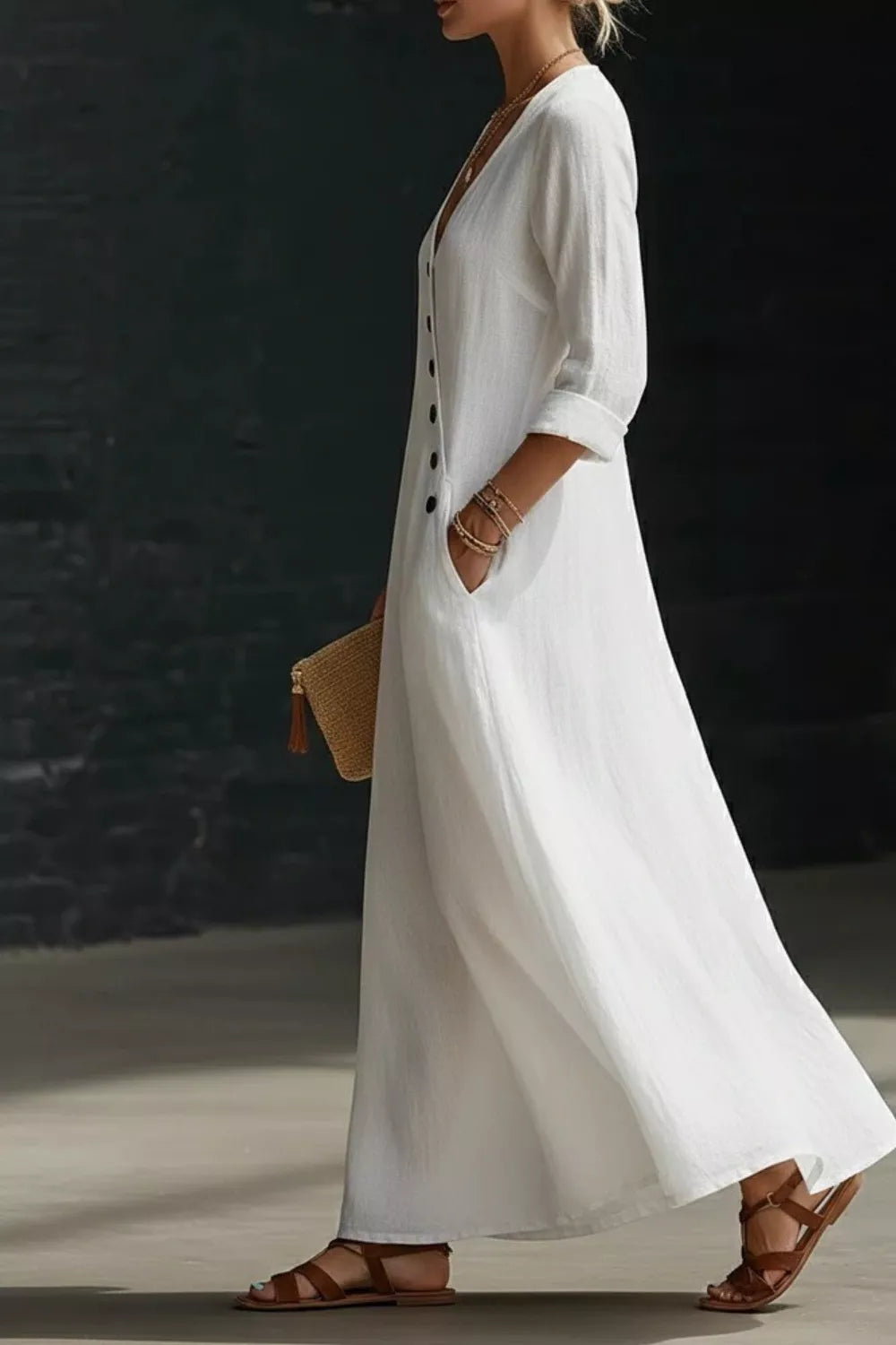 Surplice Long Sleeve Maxi Dress