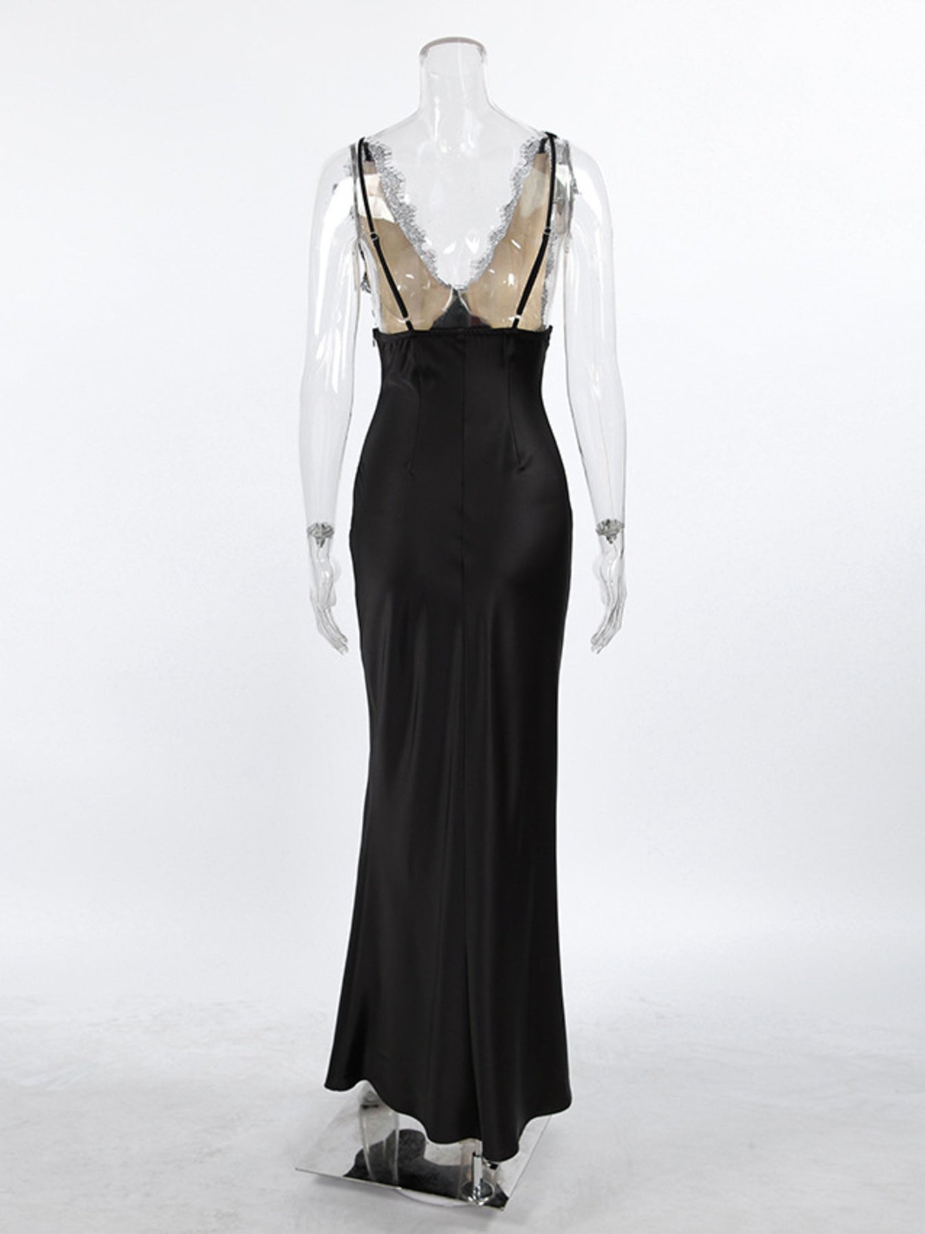 Lace Trimmed Adjustable Strap Midi Dress