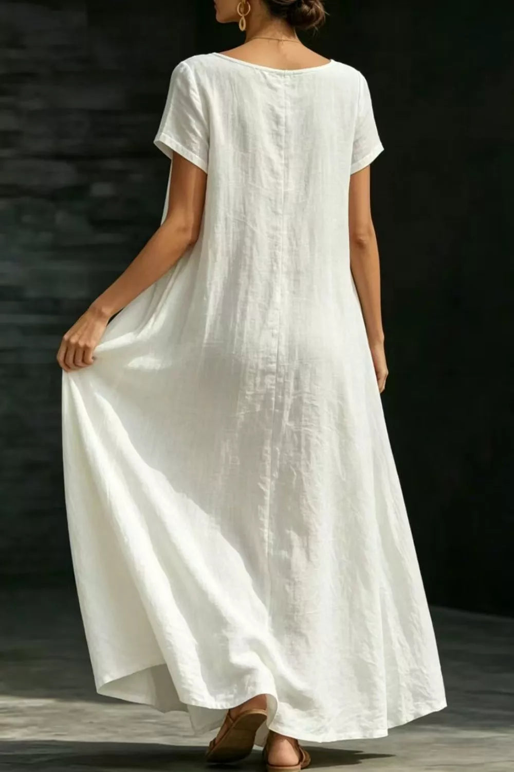 Full Size Casual Loose Short Sleeve Maxi Dress Plus Size