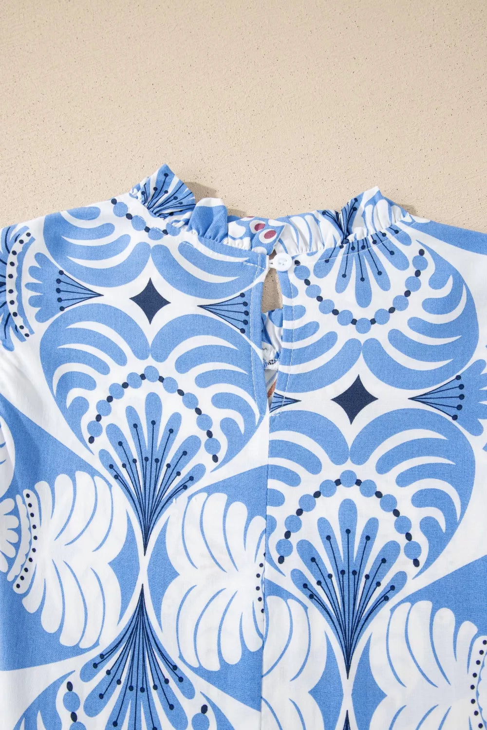 Tropical Botanic Print Flutter Sleeve Vacation Dress