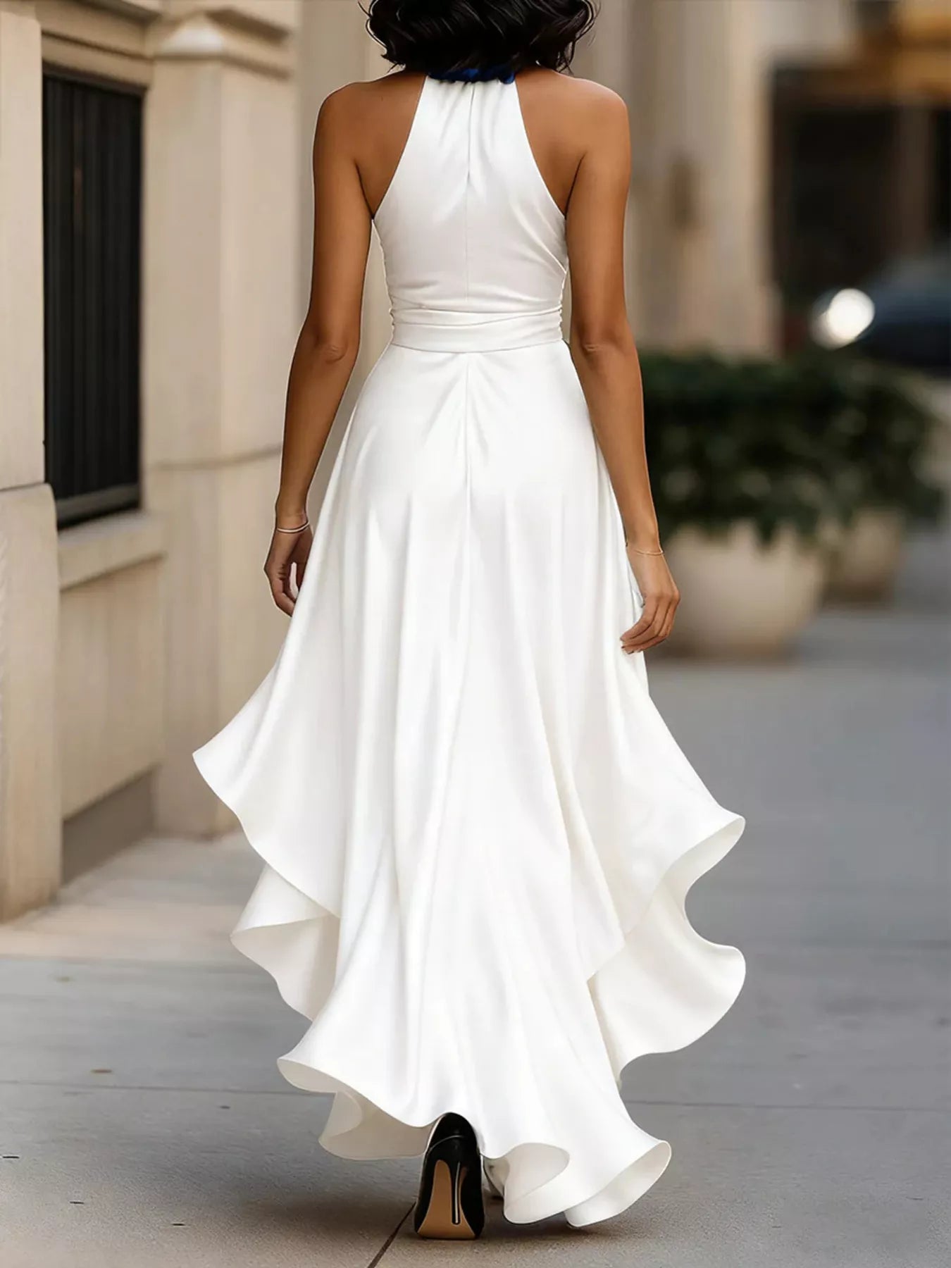 Ruffled Halter Neck Maxi Dress