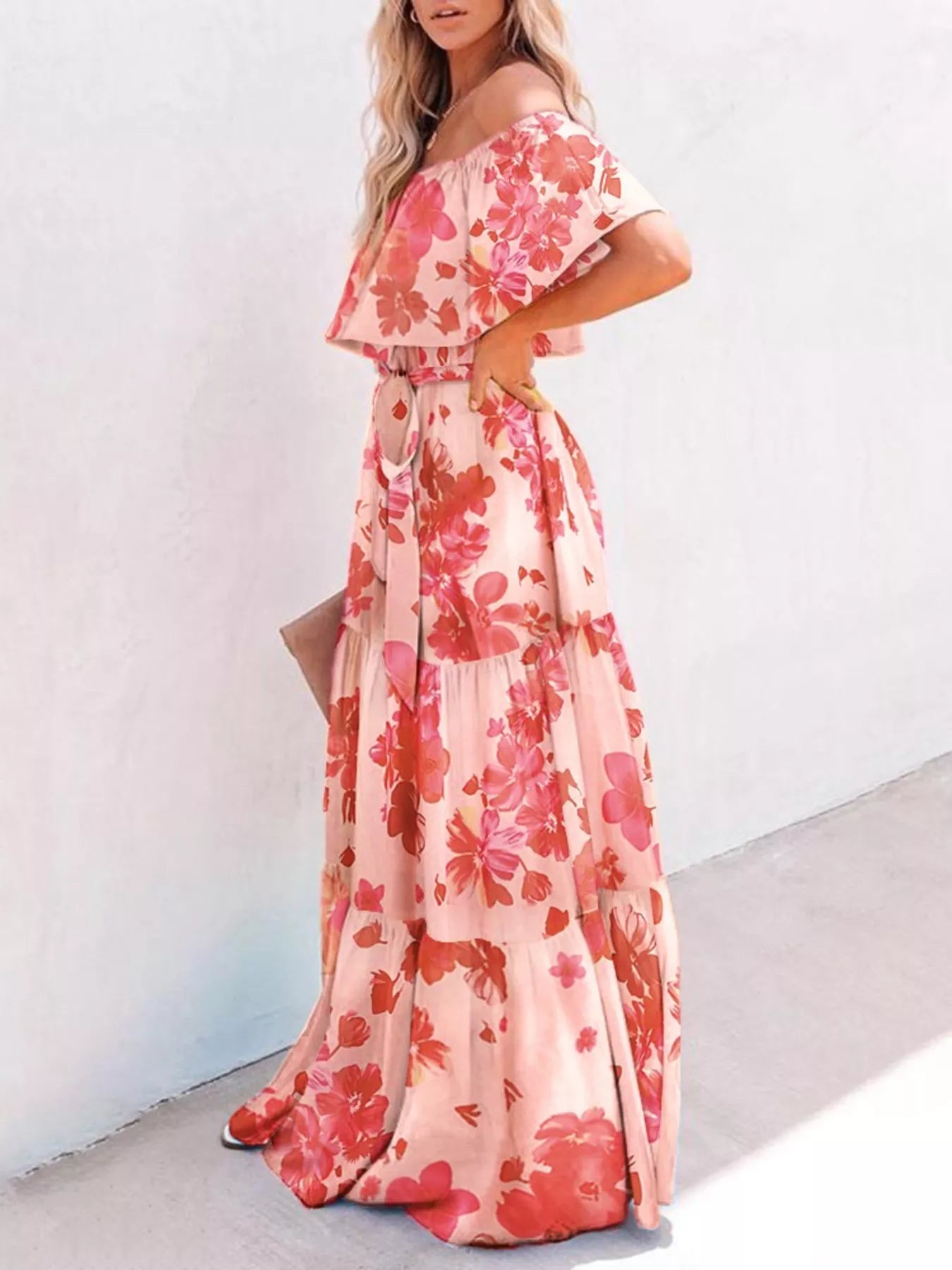 Full Size Off-Shoulder Tiered Maxi Dress Plus Size