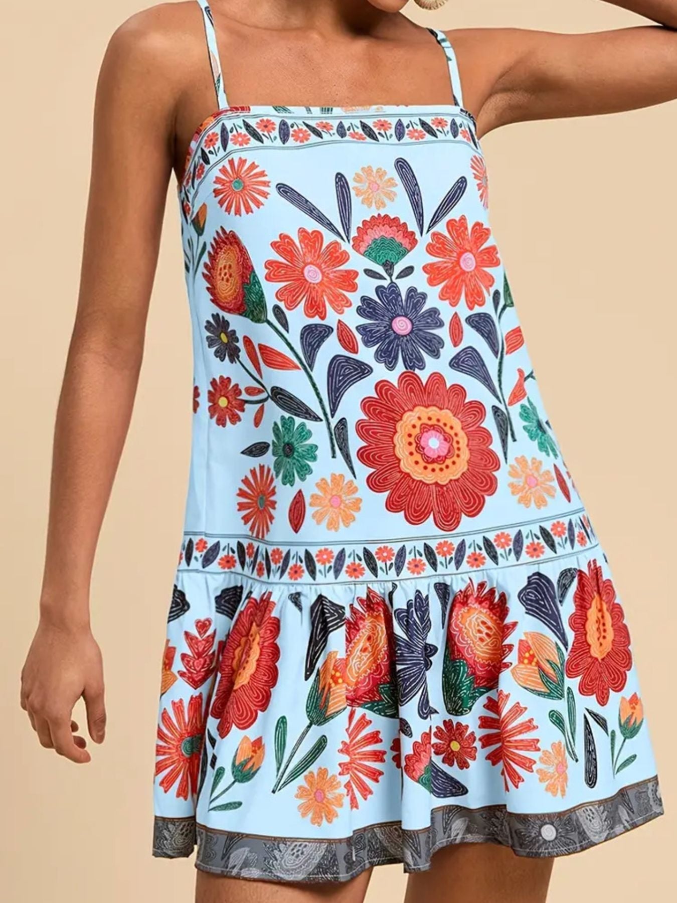 Floral Print Sleeveless Mini Dress