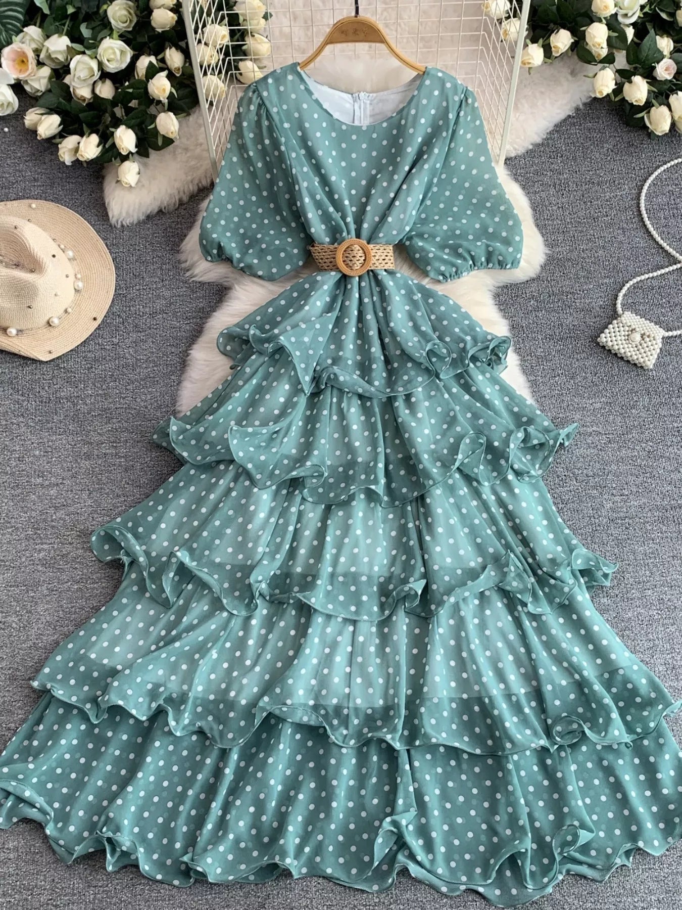 Polka Dot Ruffled Tiered Dress